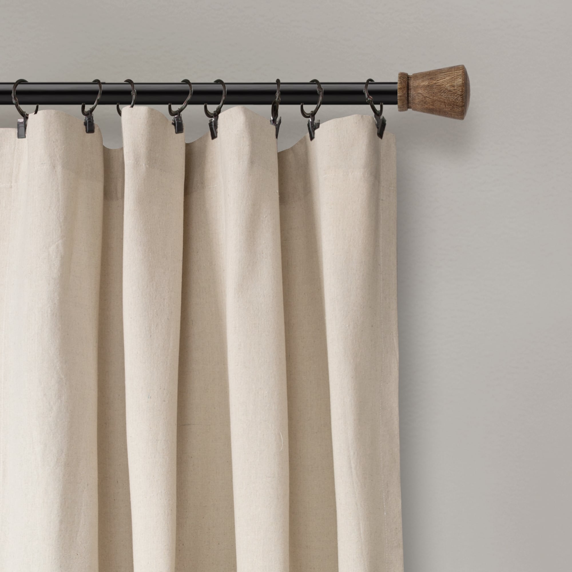 Lush Decor Linen Button Single Panel Window Curtain