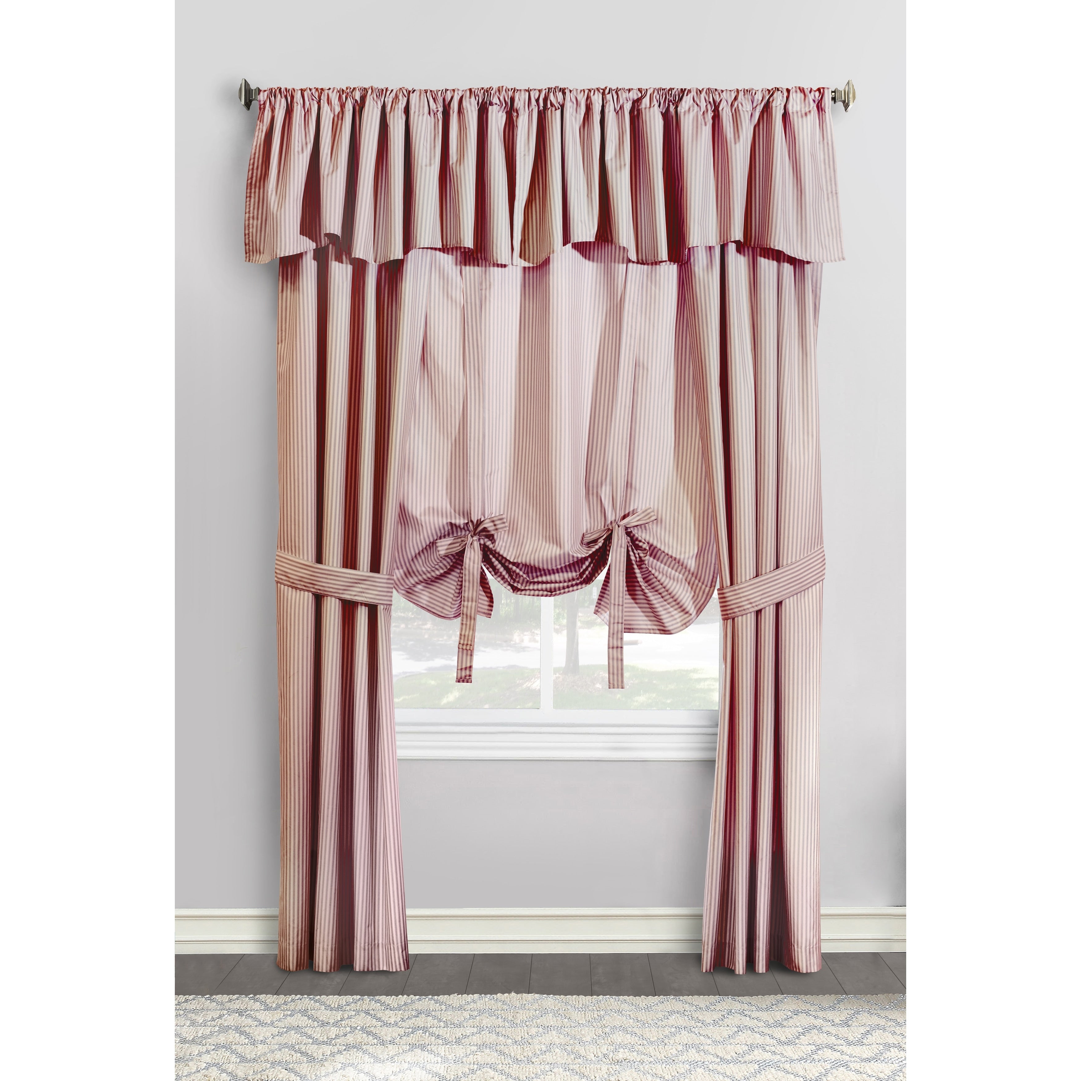 ThermaLogic Ticking Stripe Pole Top Window Curtain Panel Set