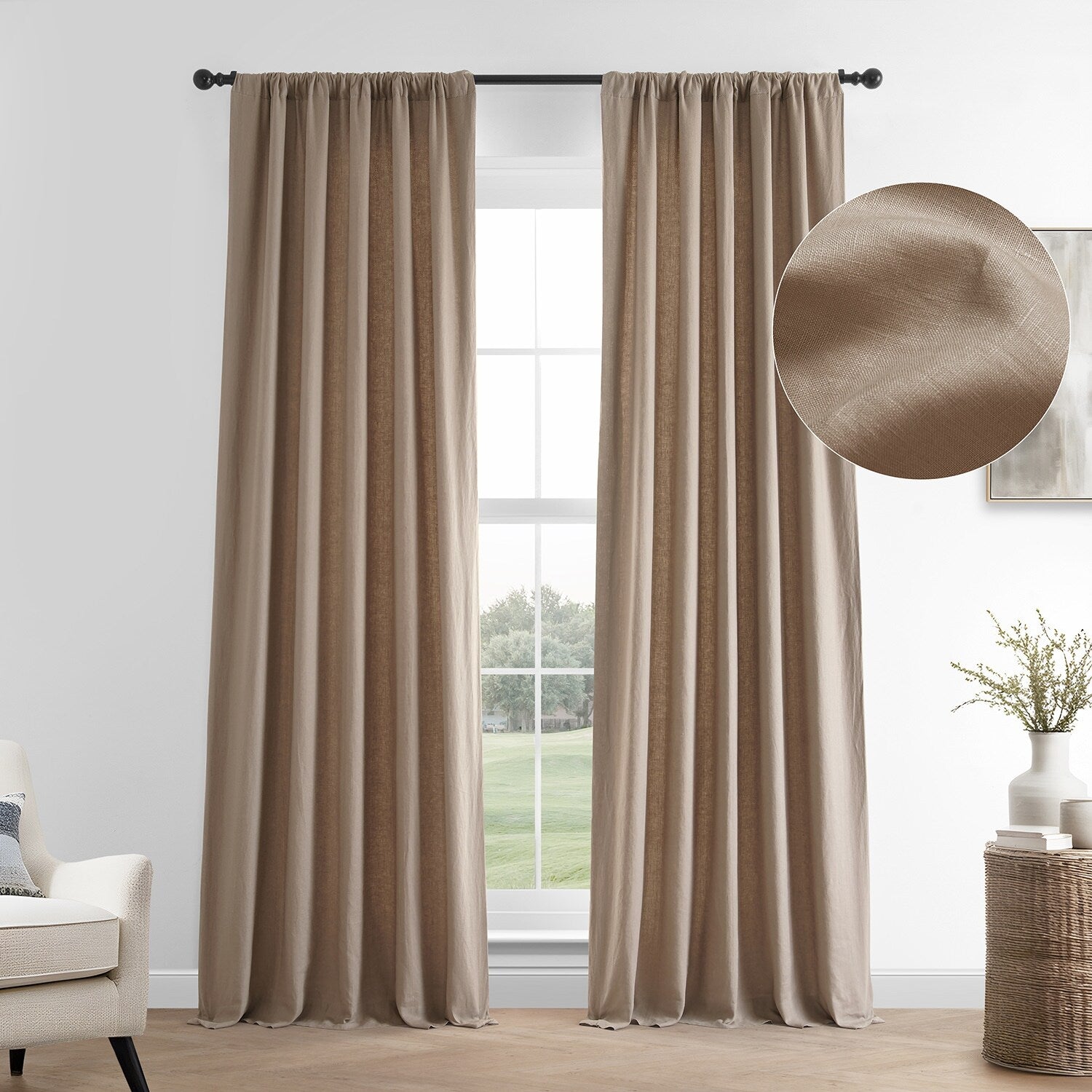 Exclusive Fabrics French Linen Room Darkening Curtains Panel - Elegant luxurious Drapes (1 Panel)