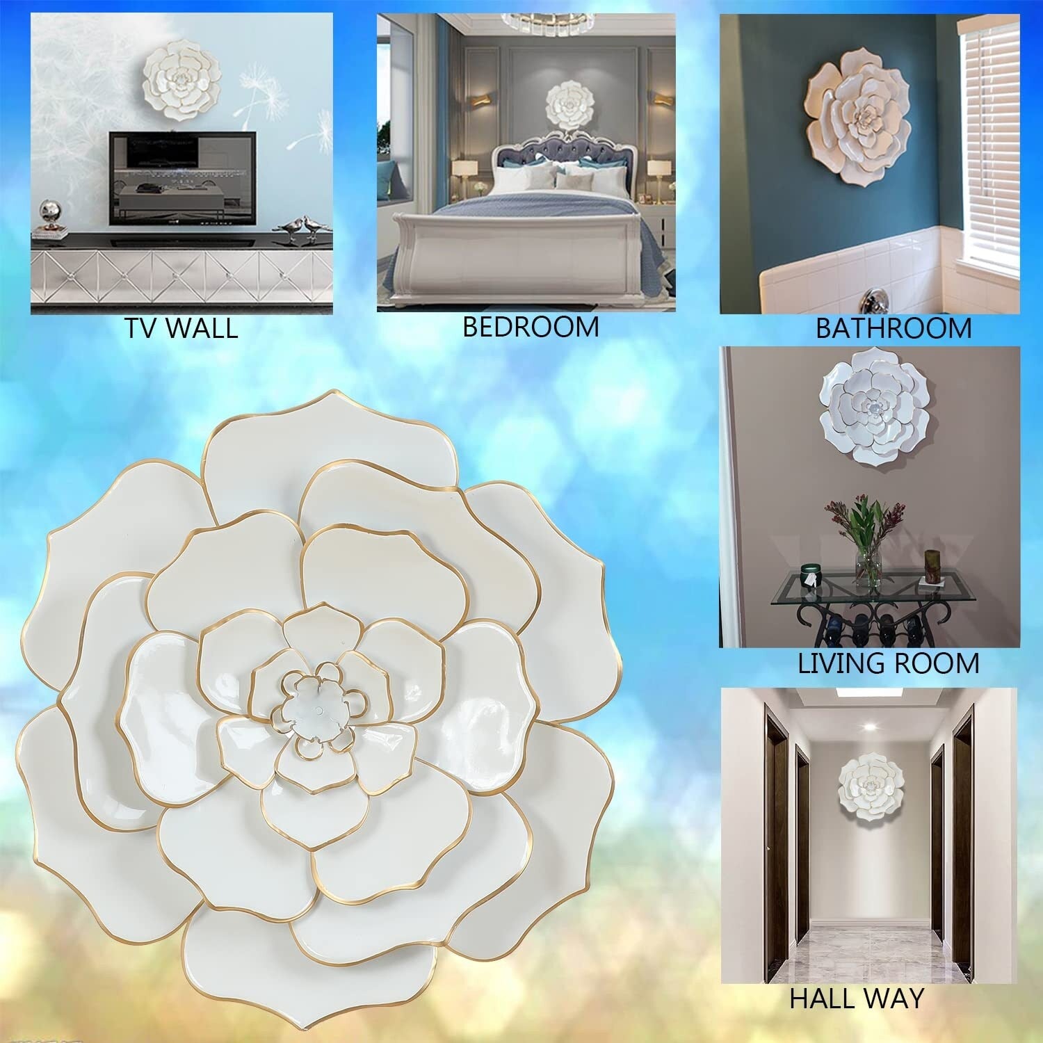 Carson Carrington Mjugg White Metal Flower Wall Art