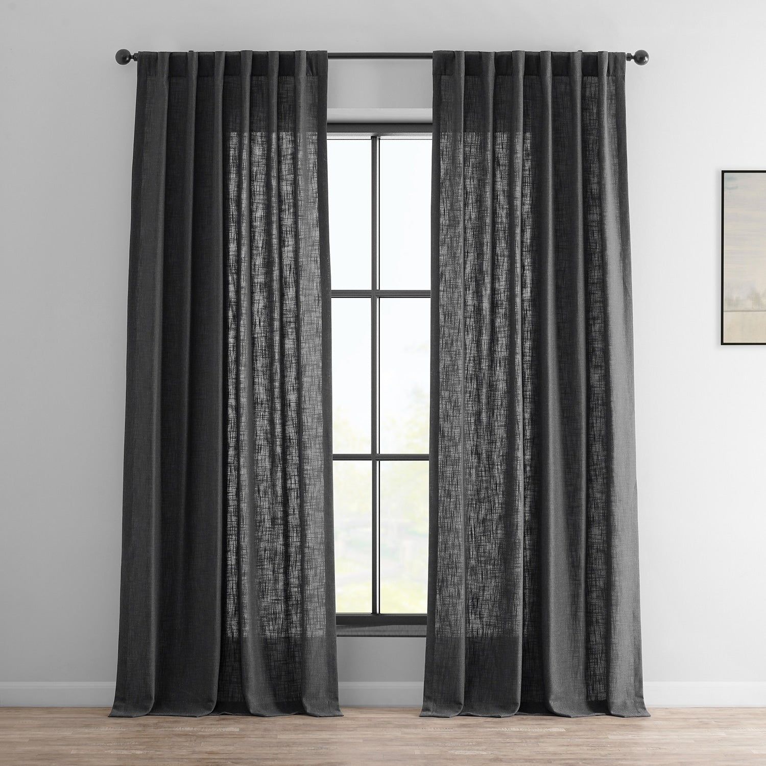 Exclusive Fabrics Heavy Faux Linen Light Filtering Curtains For Bedroom, Living Room (1 Panel)