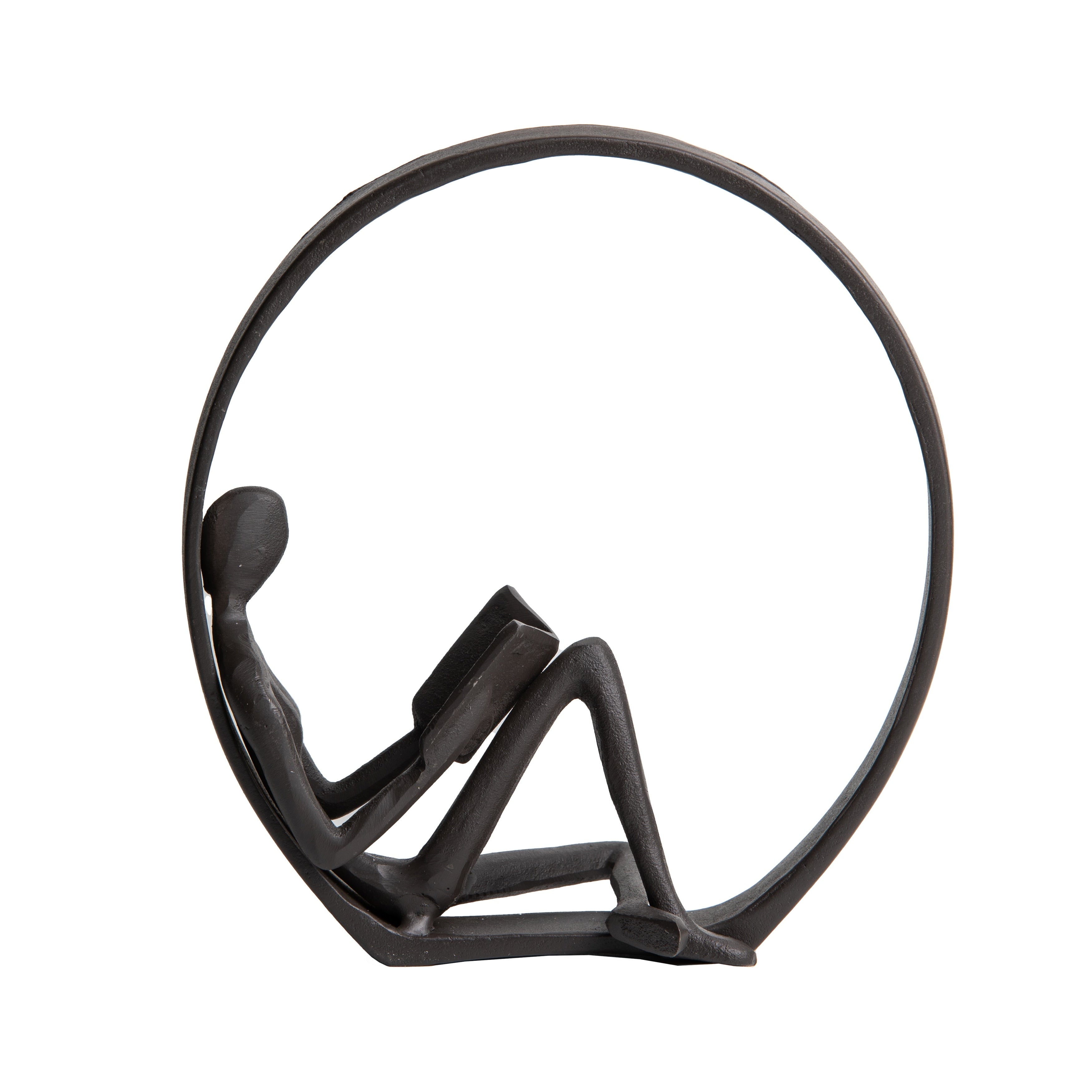 Danya B. Contemporary Encircled Reader Cast Iron Sculpture Statue - Male, Female, or Dual Bookend Options