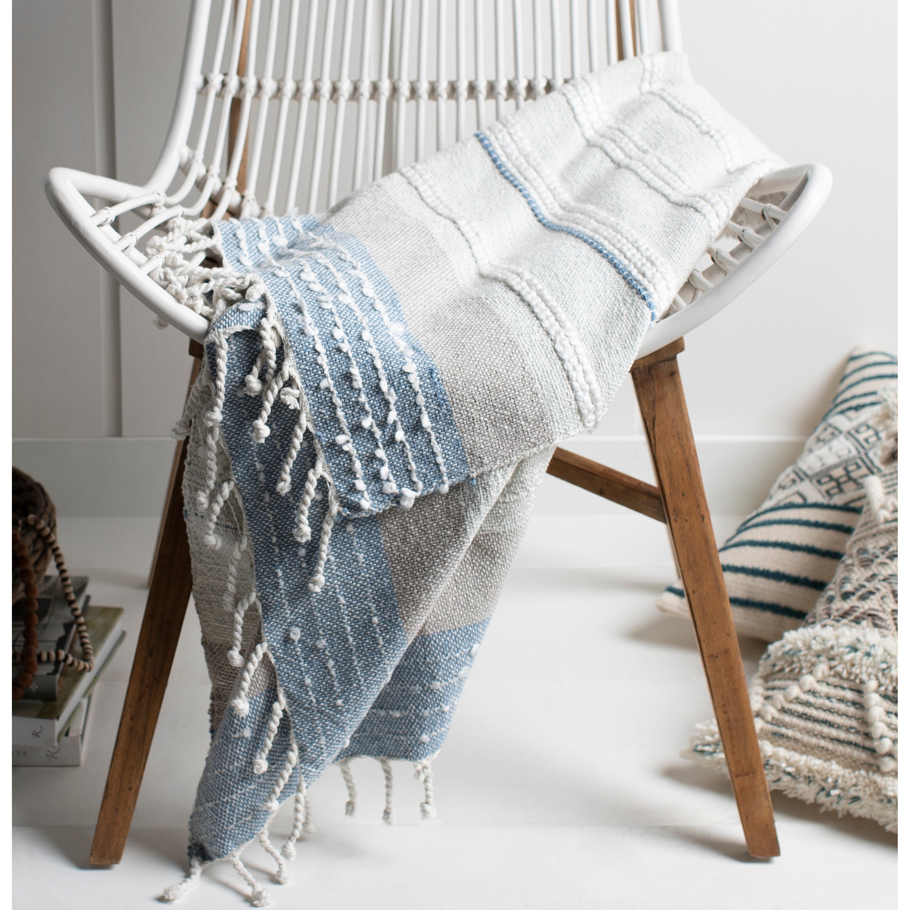 Livabliss Nita Coastal Hand-woven Blended Cotton Throw