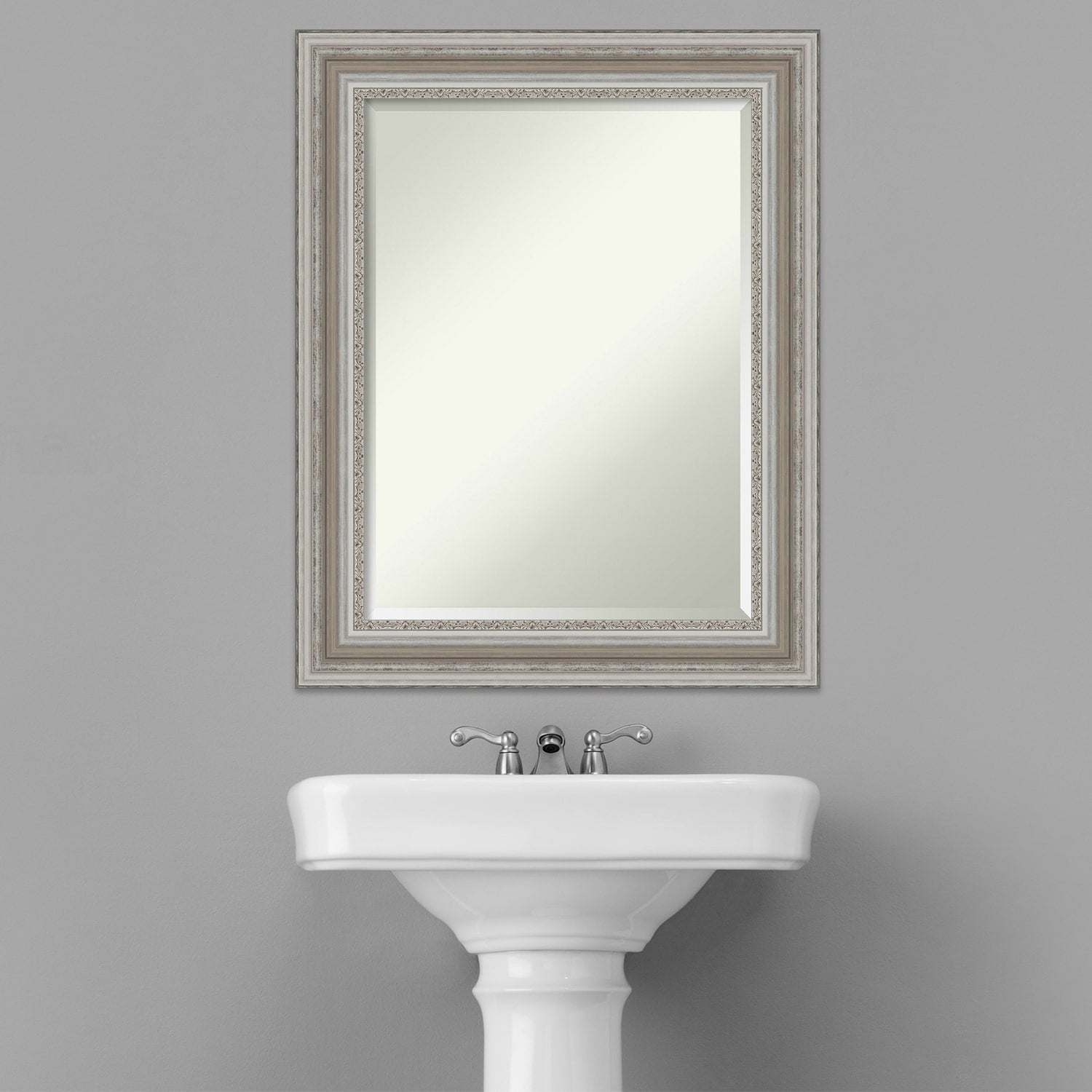 Beveled Bathroom Wall Mirror - Parlor Silver Frame