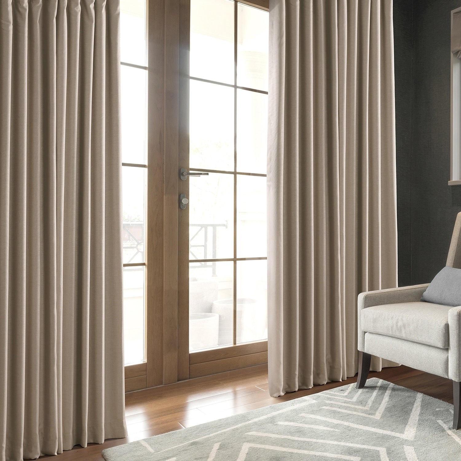 Exclusive Fabrics Faux Linen 100% Blackout Curtains Heat and Light Blocking - (1 Panel)