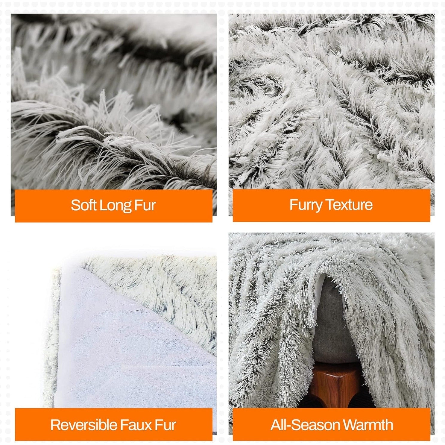 Cheer Collection Reversible Faux Fur Accent Throw Blanket