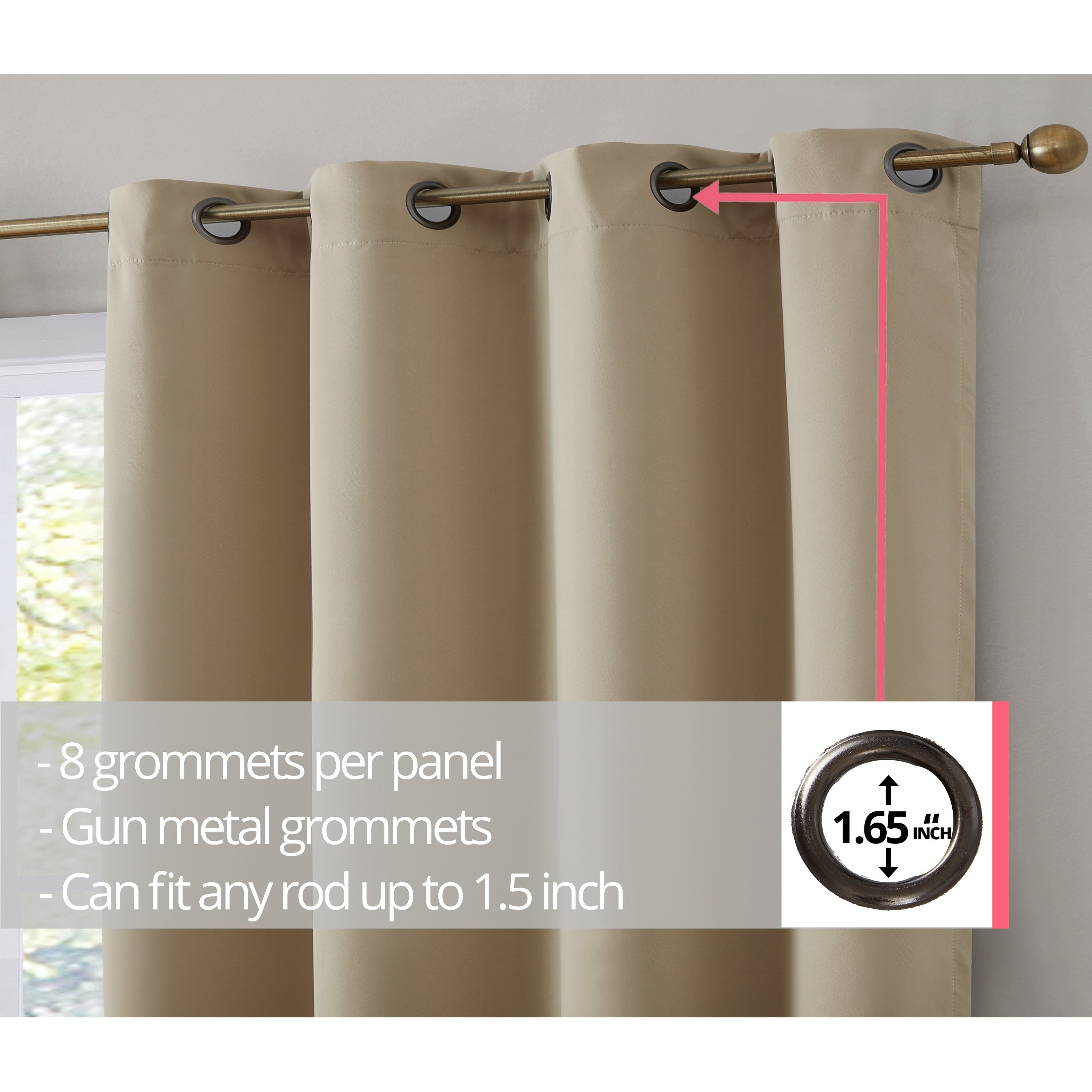 Dakota Complete Blackout Drapery Heavy Thermal Insulated Efficient Window Curtain Grommet Panels, 2 Panels