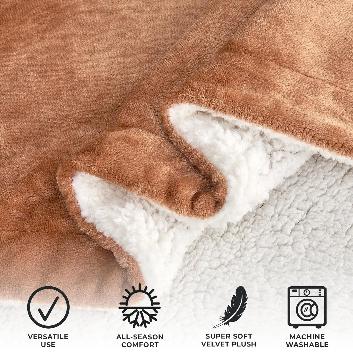 Luxurious Velvet Plush Fleece Reversible Sherpa Bed Blanket