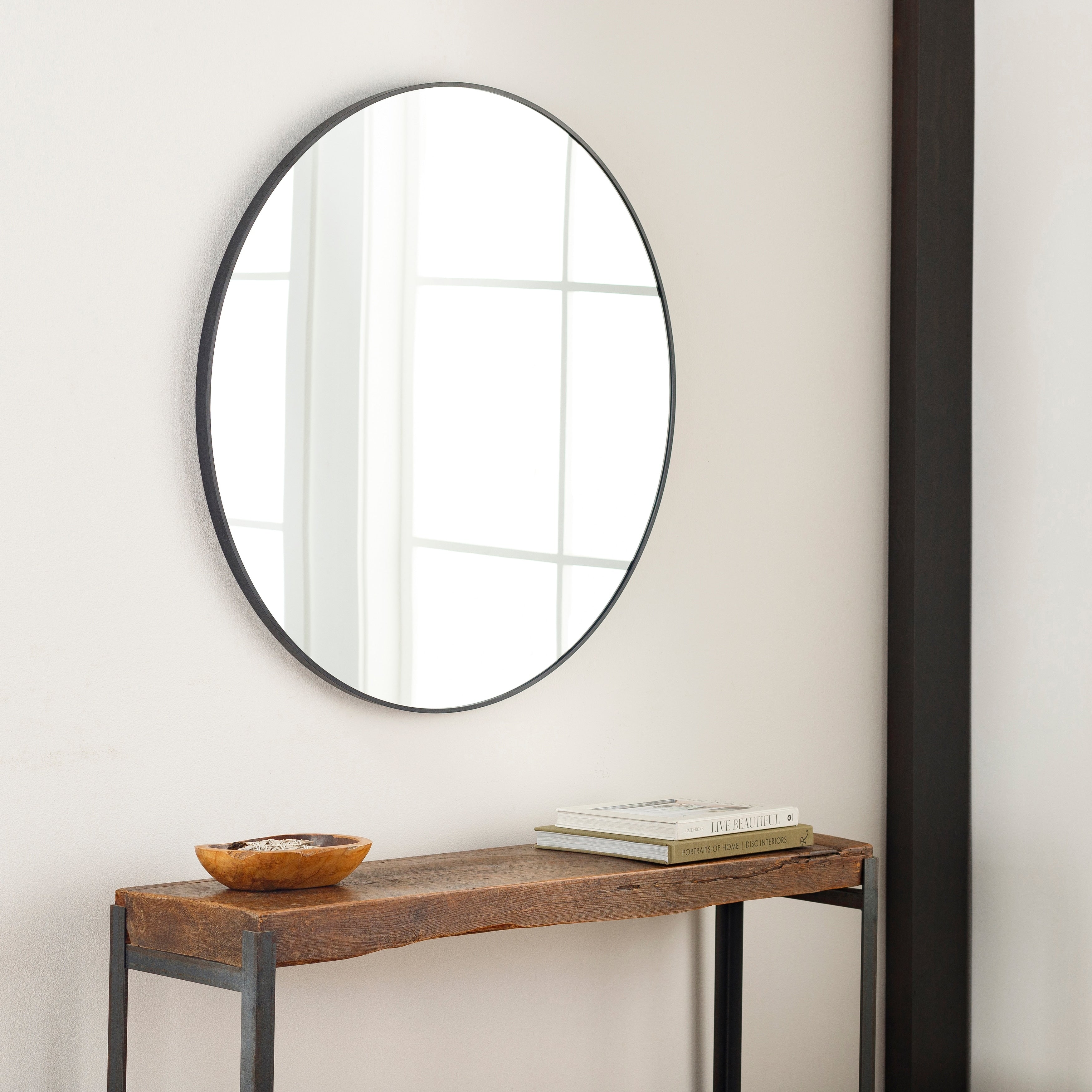 Livabliss Aranya Modern Aluminum Round Circle Accent Mirror