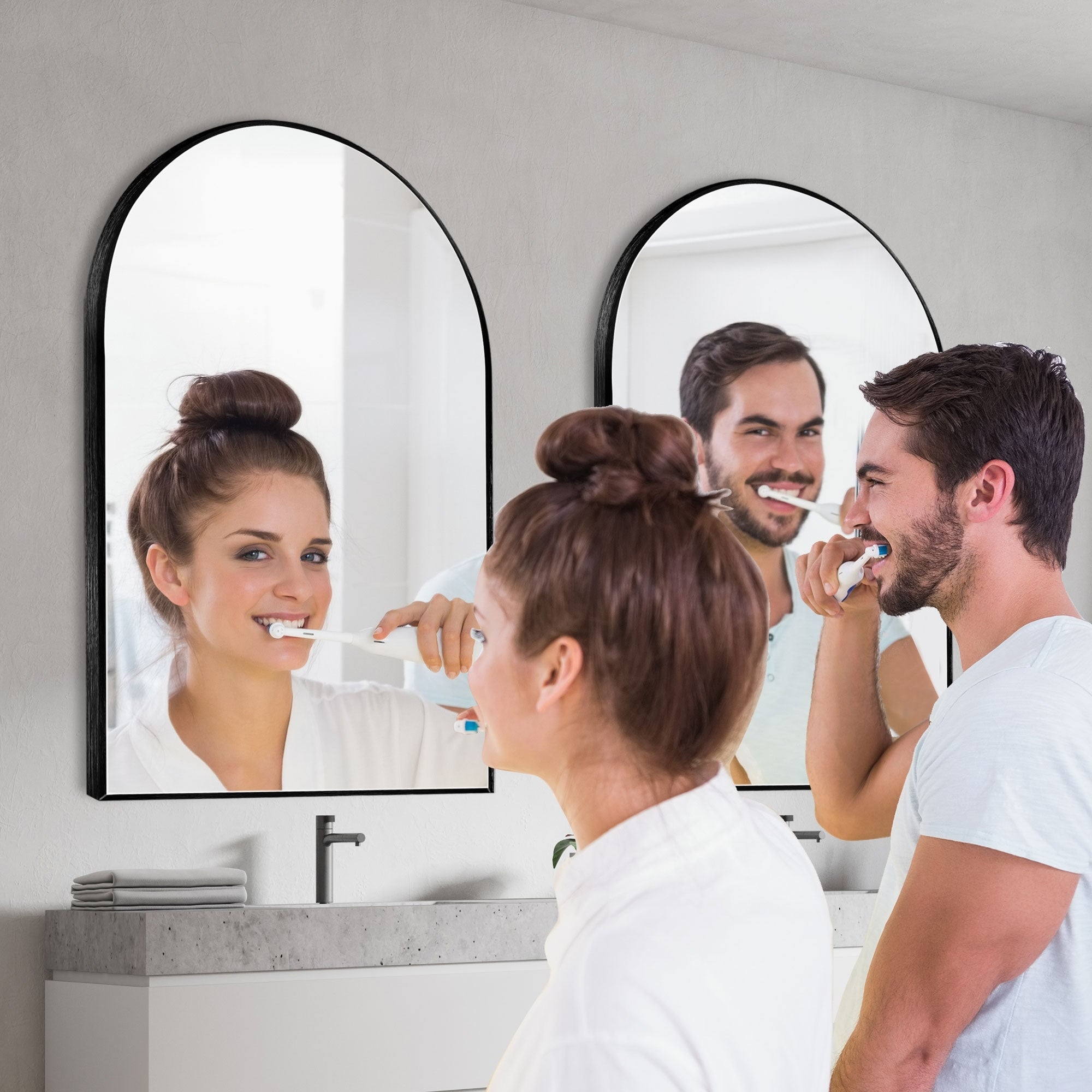 2 Pack Bathroom Arch Aluminum Wall Mirror Vanity Mirrors