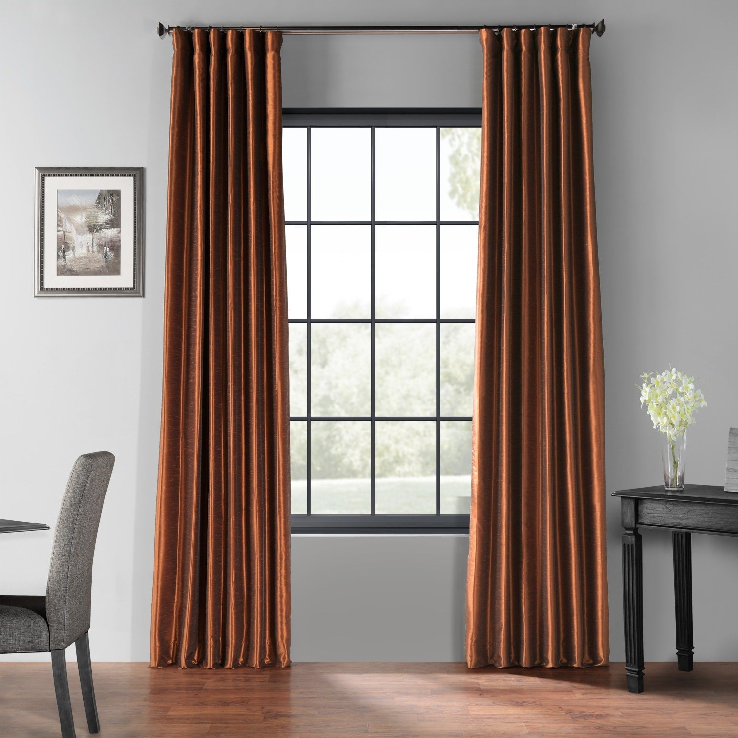 Exclusive Fabrics Textured Faux Dupioni Silk Thermal Blackout Curtains (1 Panel)