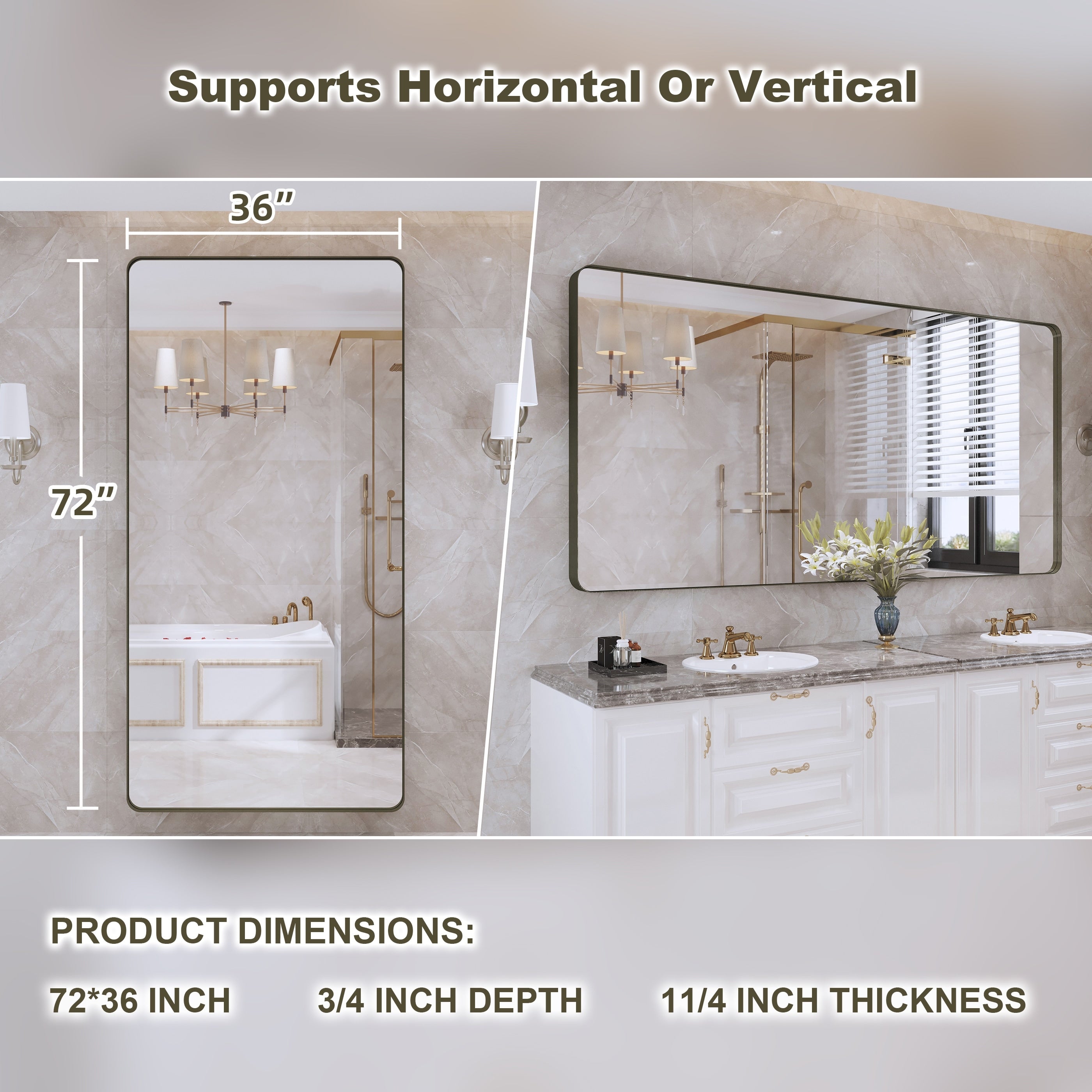 Framed Wall Mounted Bathroom Vanity Mirror