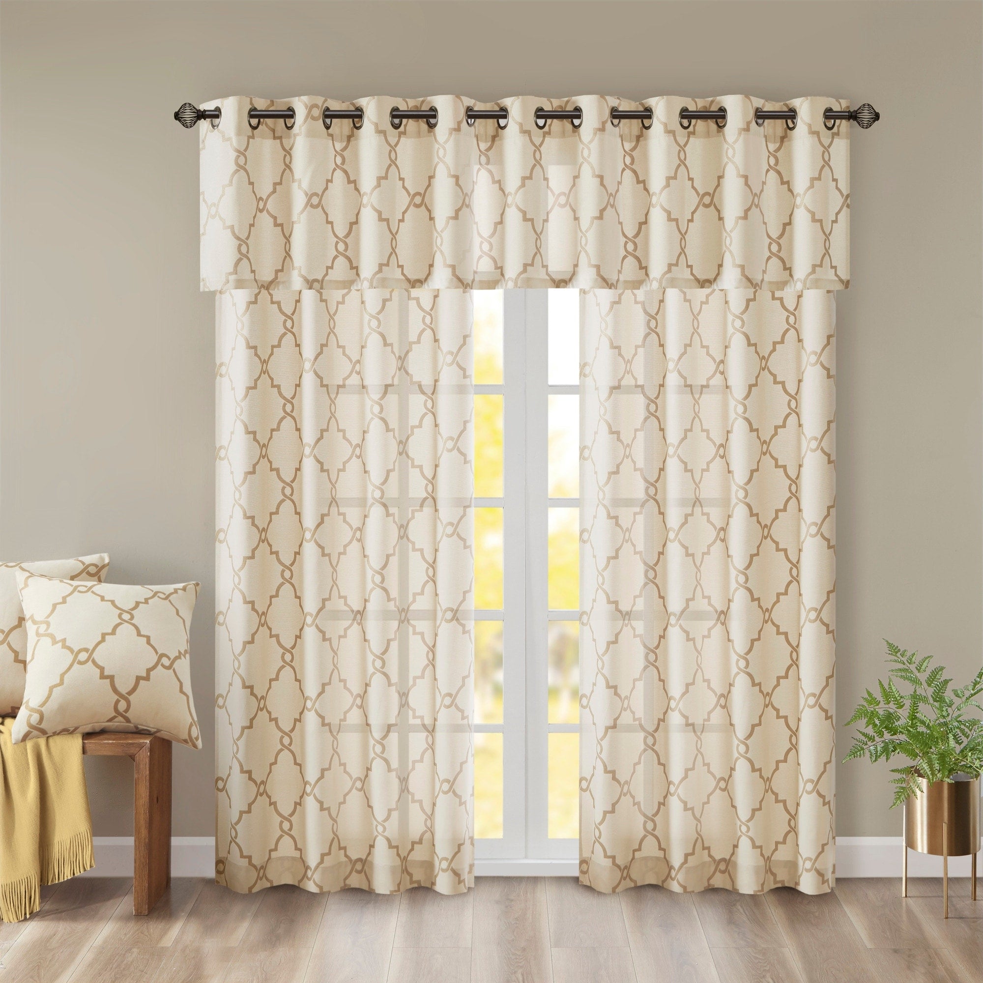 Madison Park Westmont Fretwork Print Grommet Top Window Single Curtain Panel