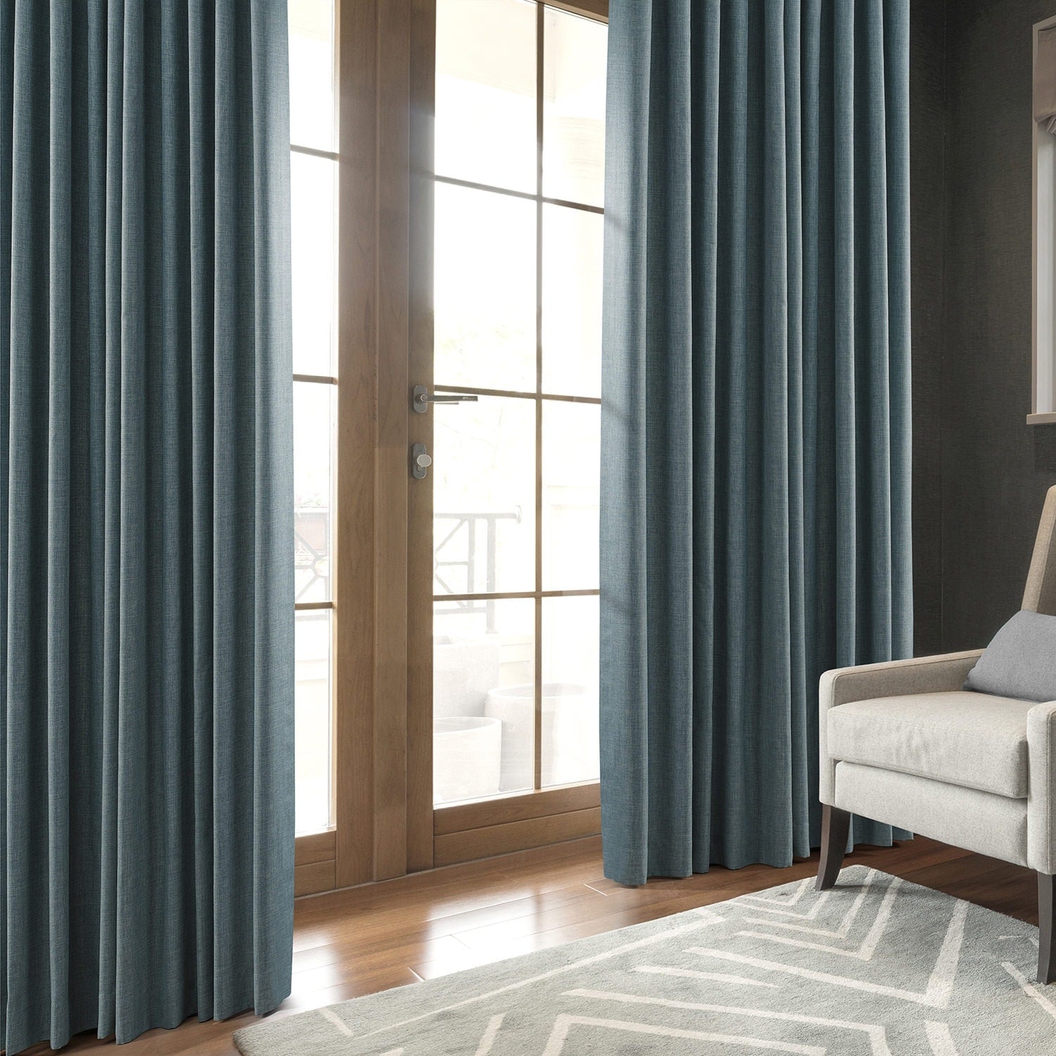 Exclusive Fabrics Italian Faux Linen Room Darkening Curtains for Bedroom & Living Room Curtains - Single Panel Window Curtains