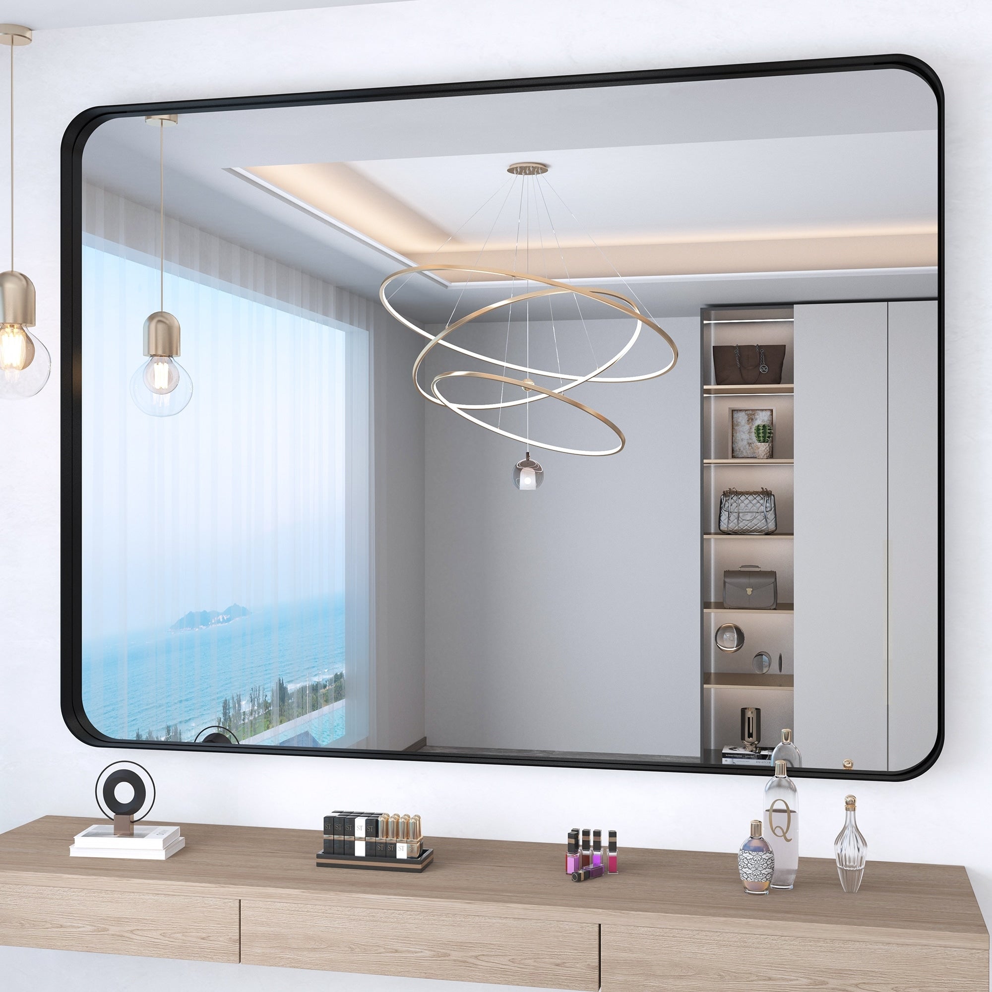 Framed Wall Mounted Bathroom Vanity Mirror