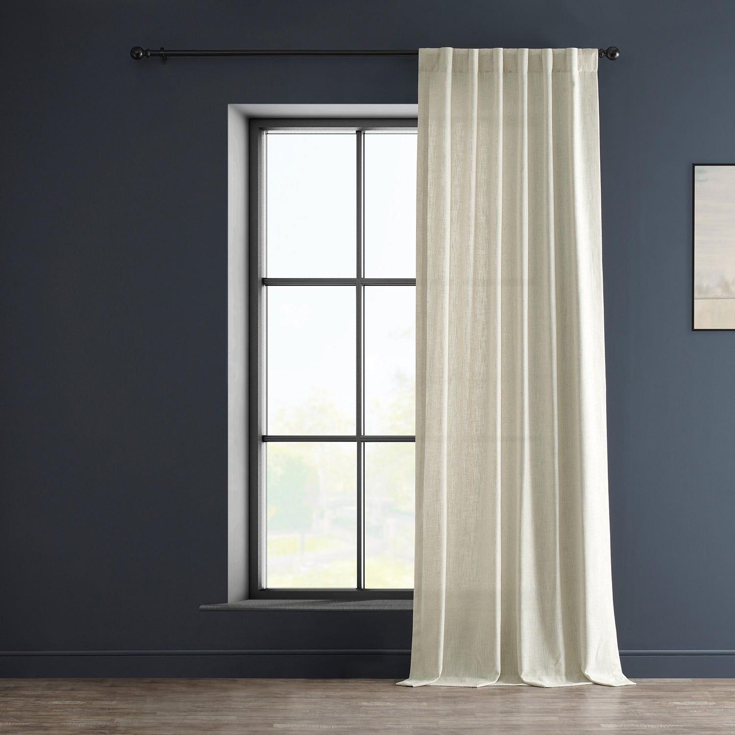 Exclusive Fabrics Heavy Faux Linen Light Filtering Curtains For Bedroom, Living Room (1 Panel)