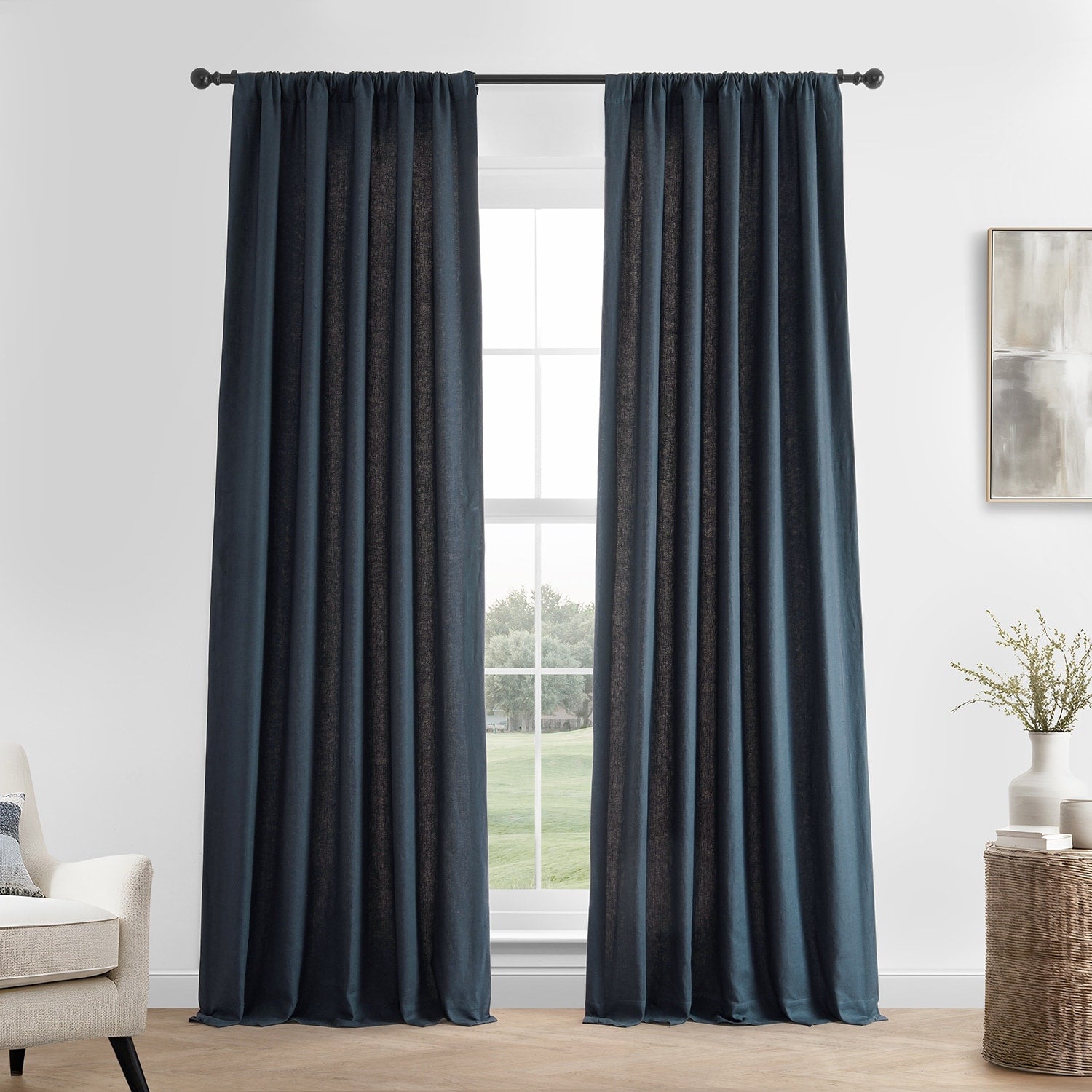 Exclusive Fabrics French Linen Room Darkening Curtains Panel - Elegant luxurious Drapes (1 Panel)