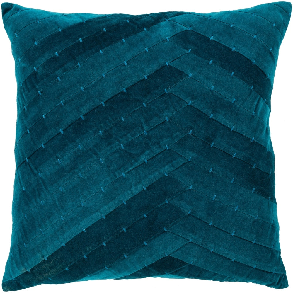 Evangeline Teal Stiched Velvet 22-inch Throw Pillow Cover