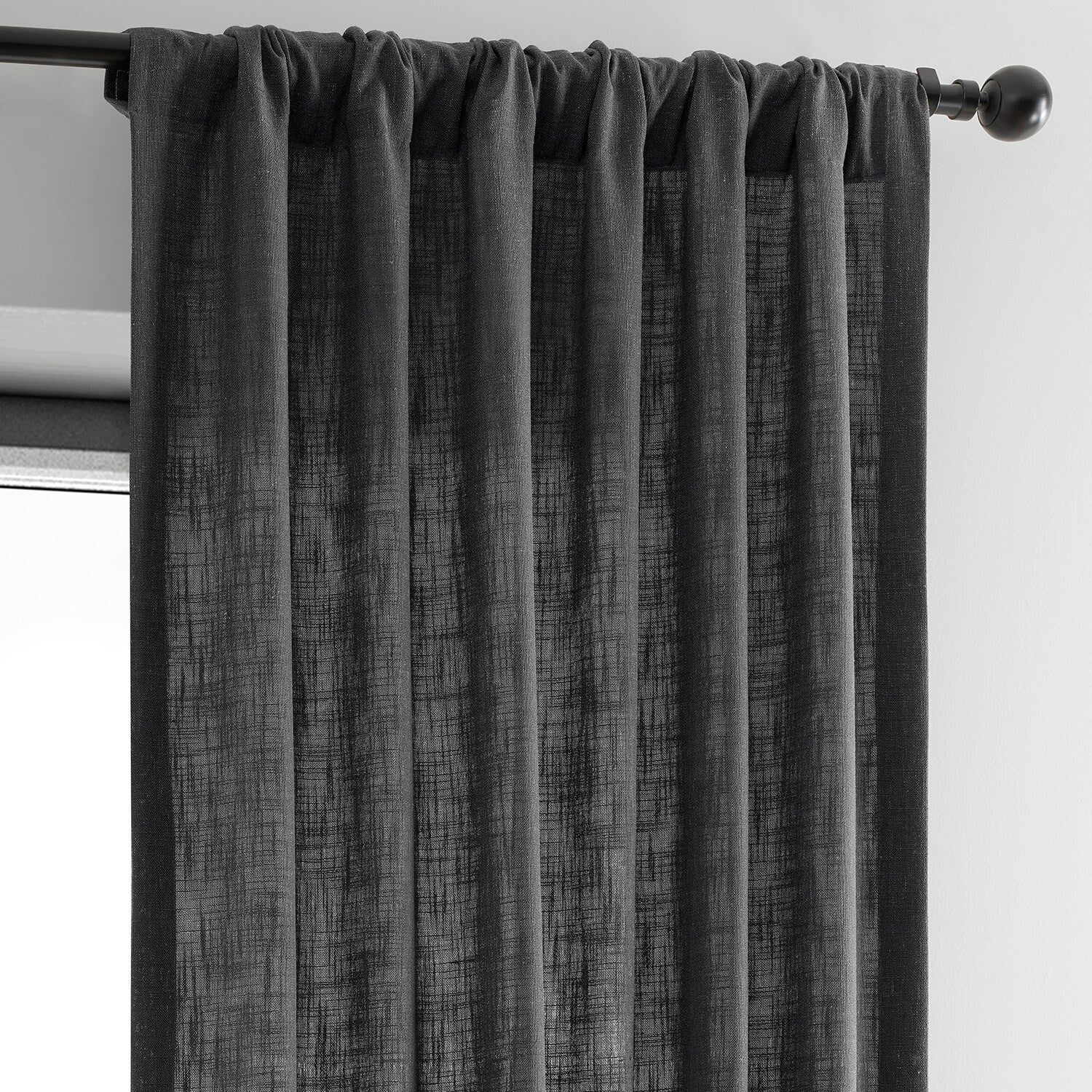 Exclusive Fabrics Heavy Faux Linen Light Filtering Curtains For Bedroom, Living Room (1 Panel)