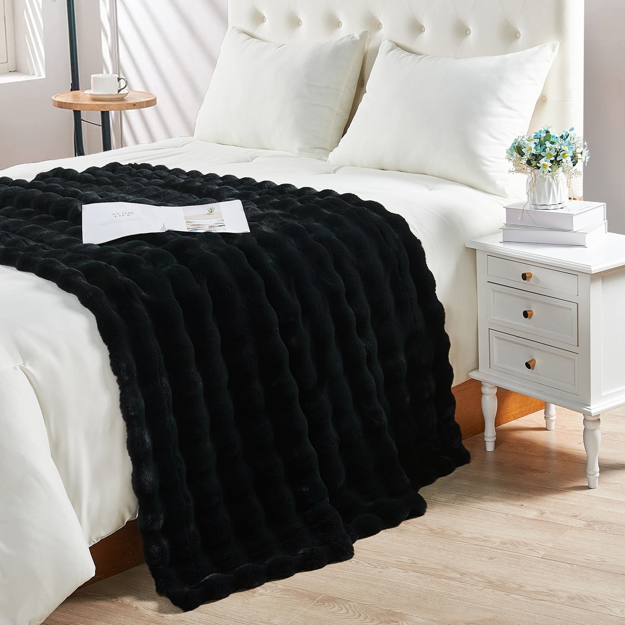 Home Soft Things Bubble Textured FauxFur Throw Cozy Soft Blankets