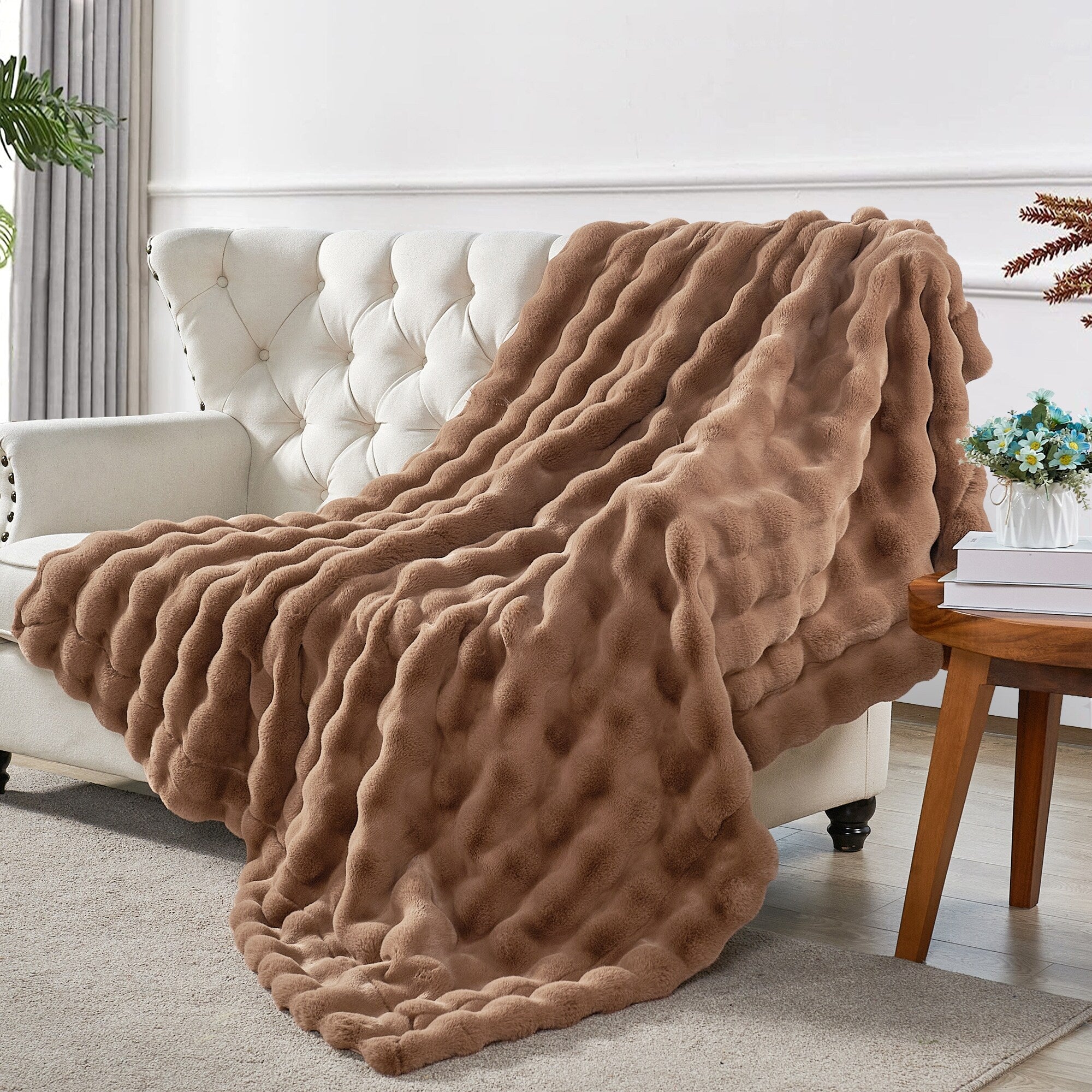 Home Soft Things Bubble Textured FauxFur Throw Cozy Soft Blankets