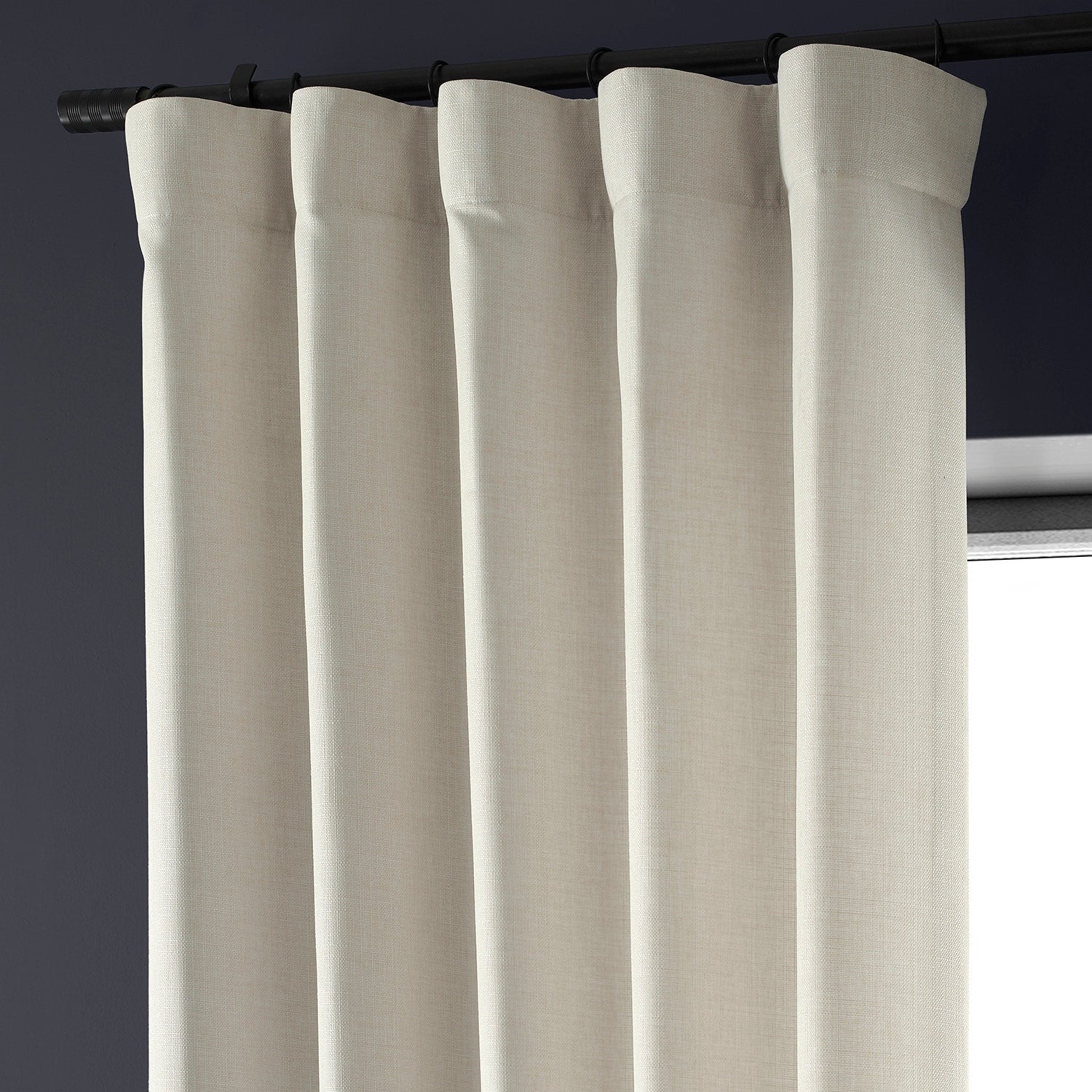 Exclusive Fabrics Italian Faux Linen Room Darkening Curtains for Bedroom & Living Room Curtains - Single Panel Window Curtains