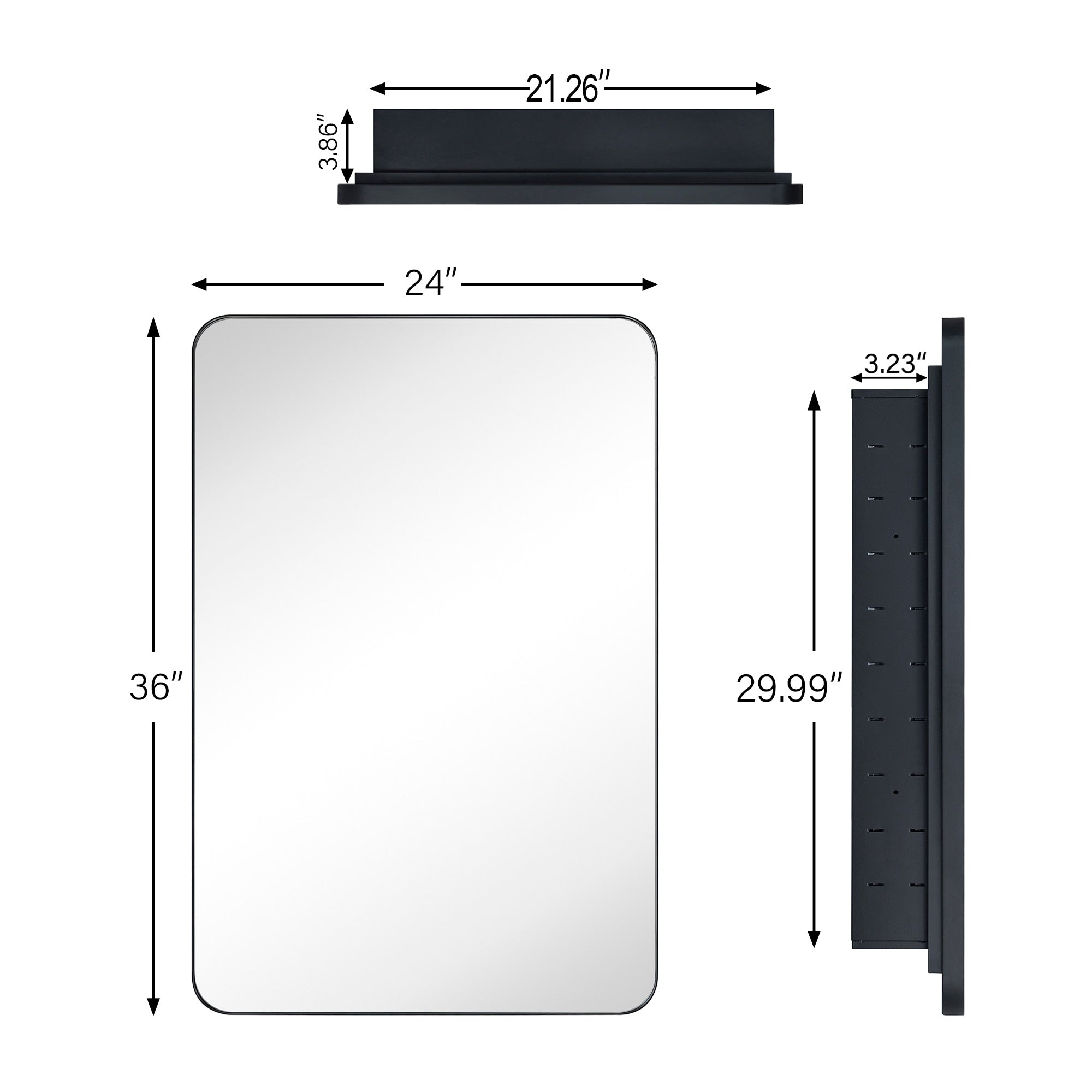 TEHOME WH Recessed Framed Medicine Cabinet with Mirror and Adjustable Shelves