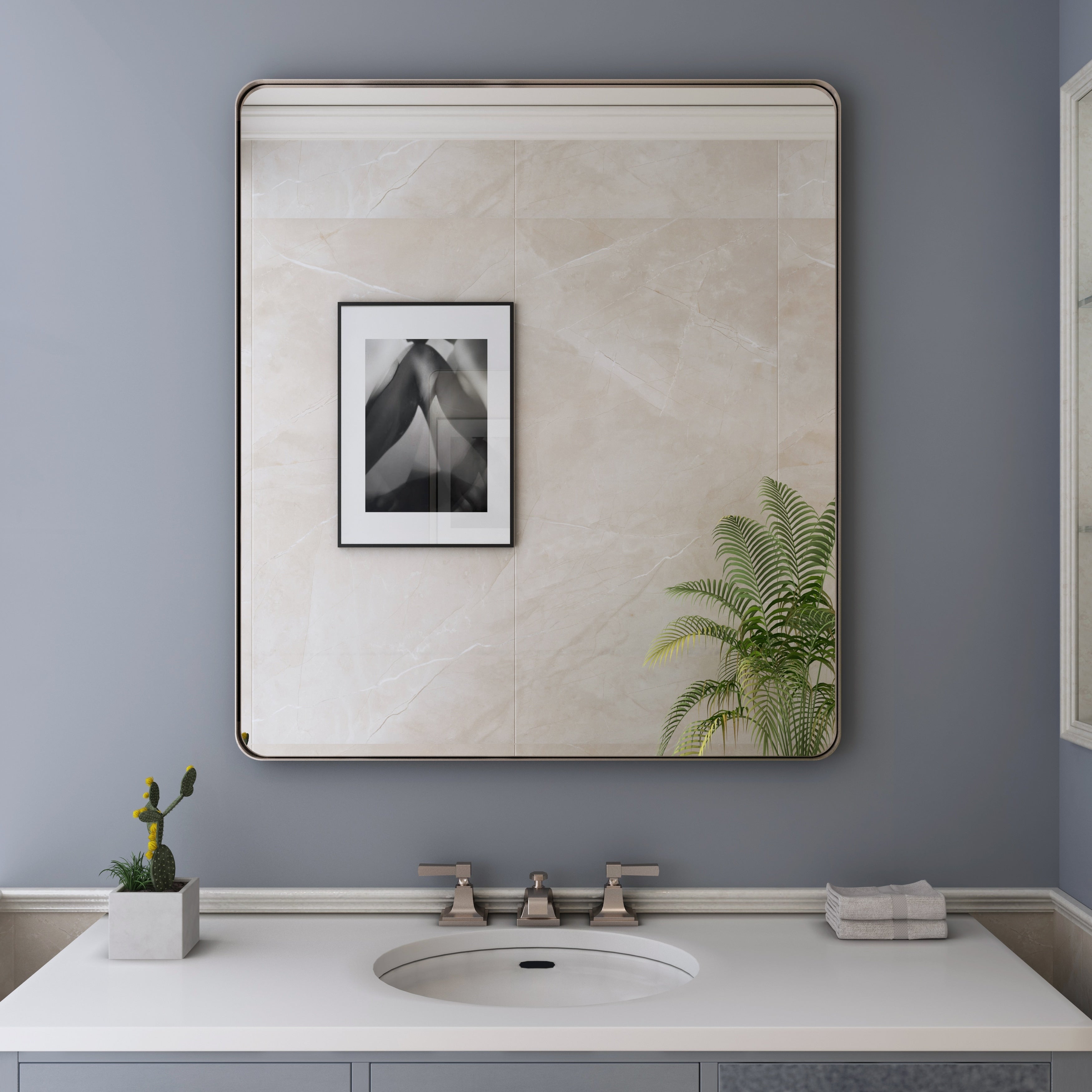 Framed Wall Mounted Bathroom Vanity Mirror