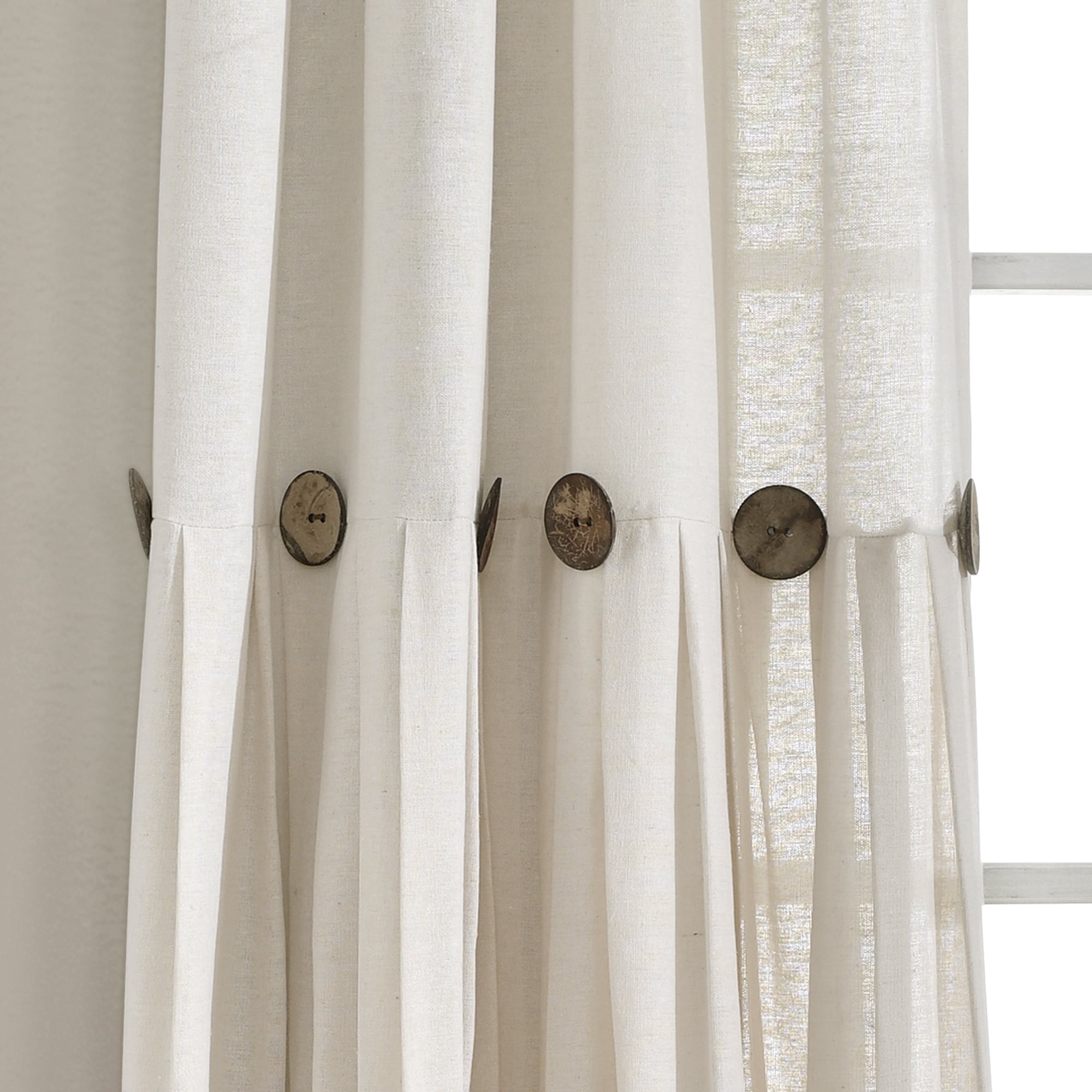 Lush Decor Linen Button Single Panel Window Curtain