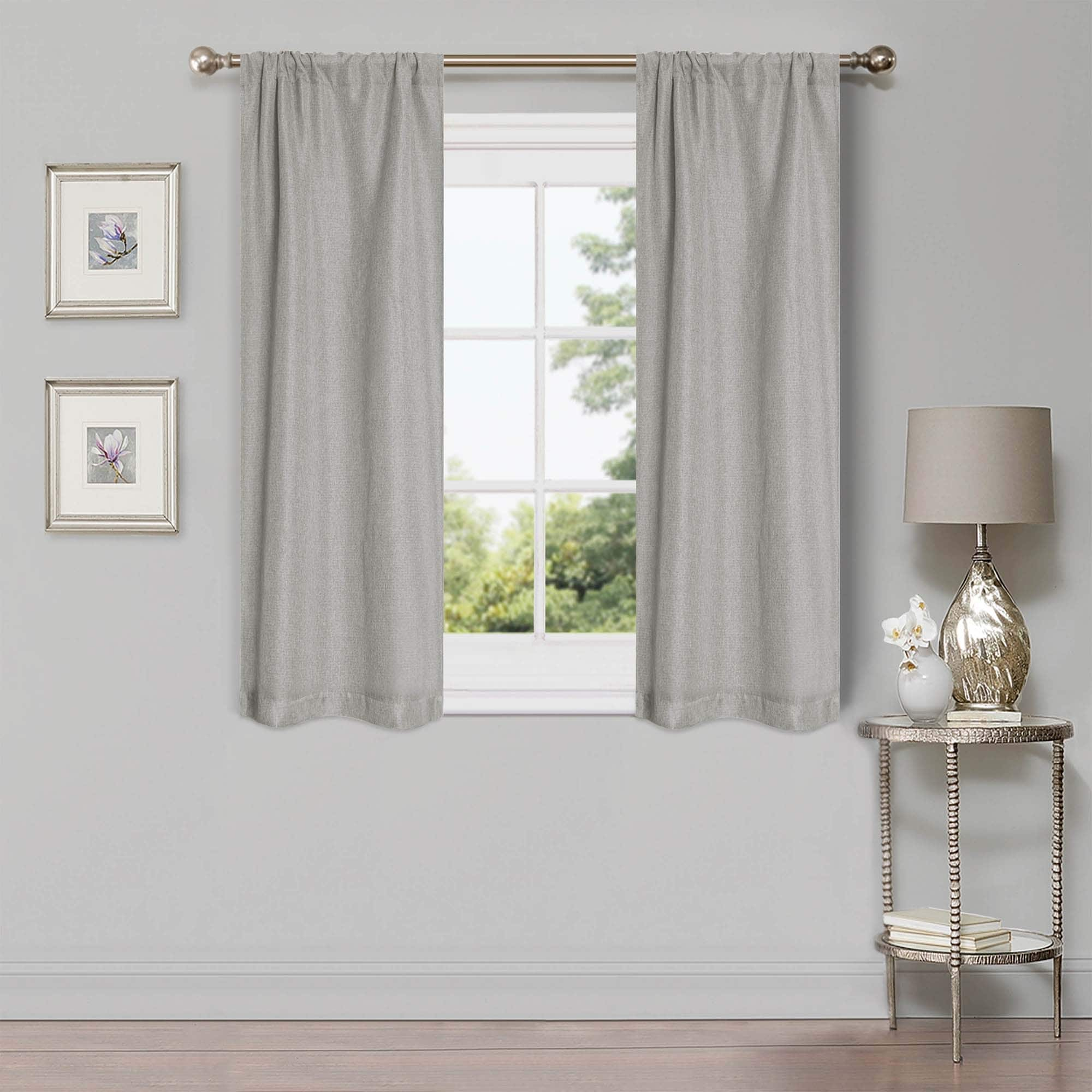 Superior Classic Linen Pattern Room Darkening Blackout Curtains, Rod Pocket or Grommets, Set of 2