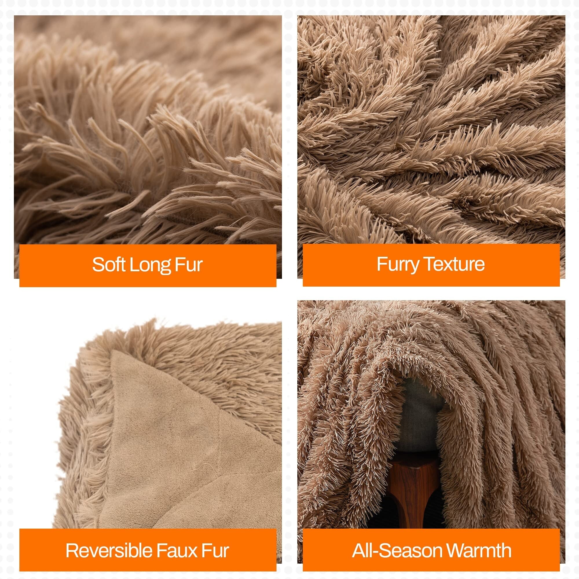 Cheer Collection Reversible Faux Fur Accent Throw Blanket