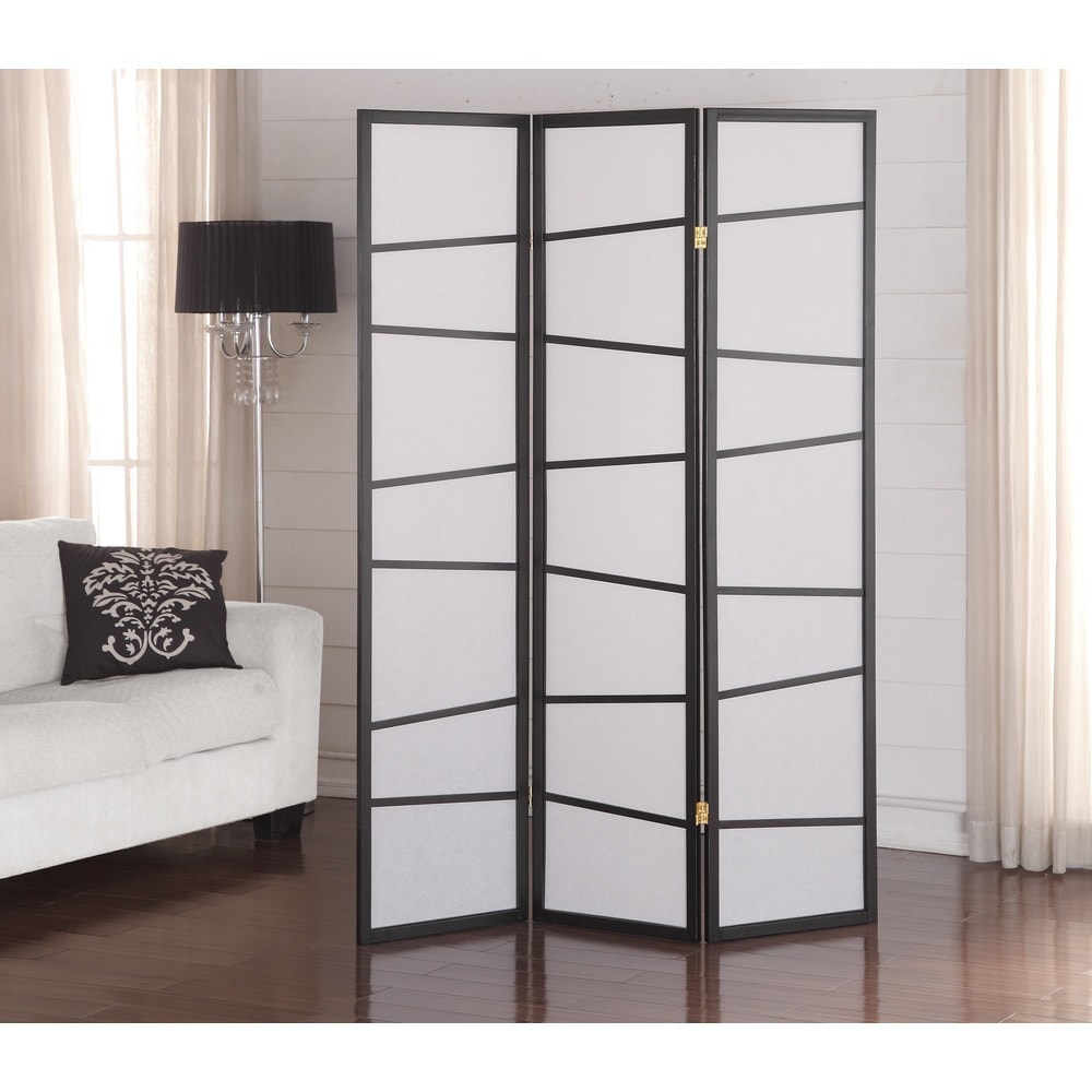 Roundhill Furniture Black 3-Panel Screen Room Divider