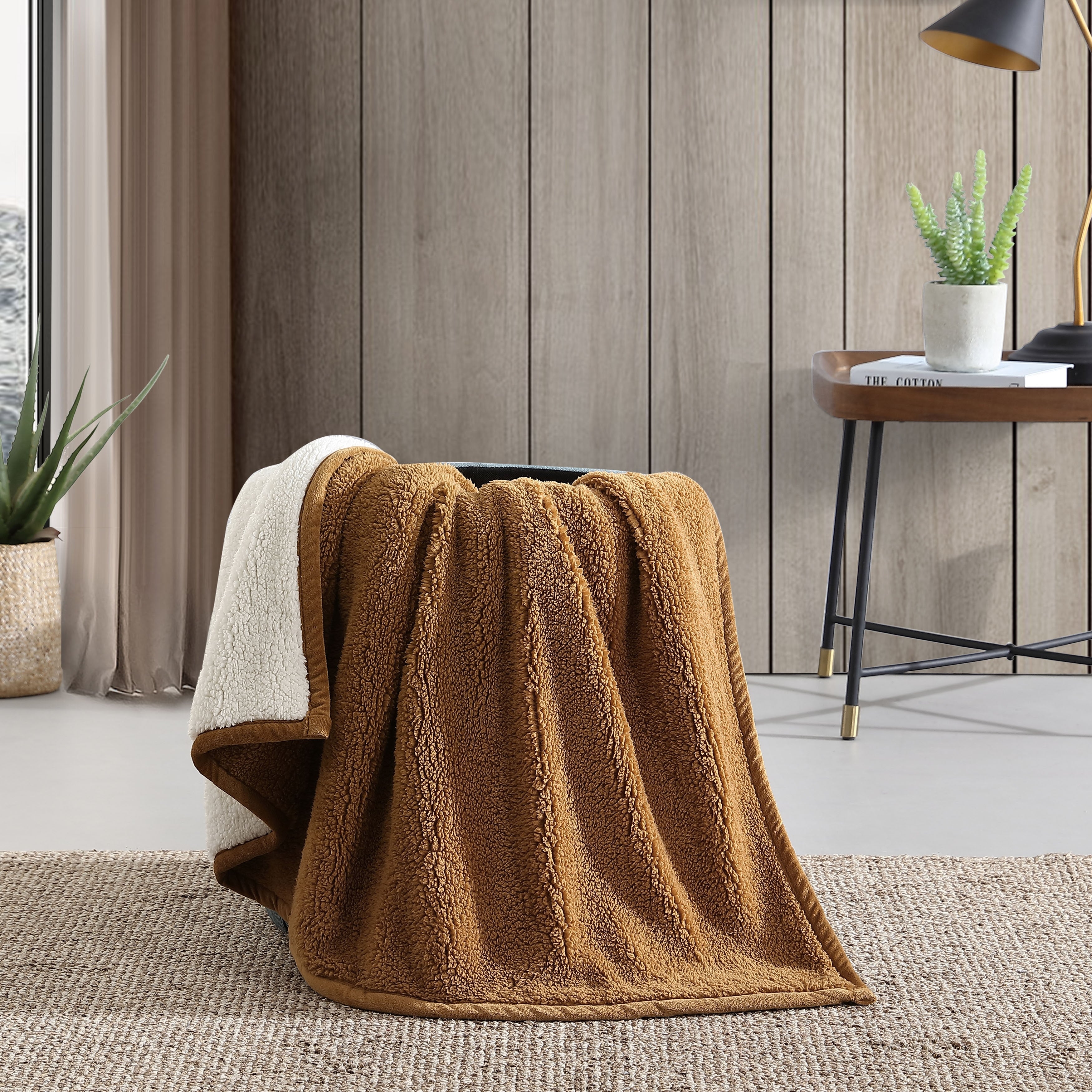 Eddie Bauer Printed Faux Shearling- Reversible Throw Blankets