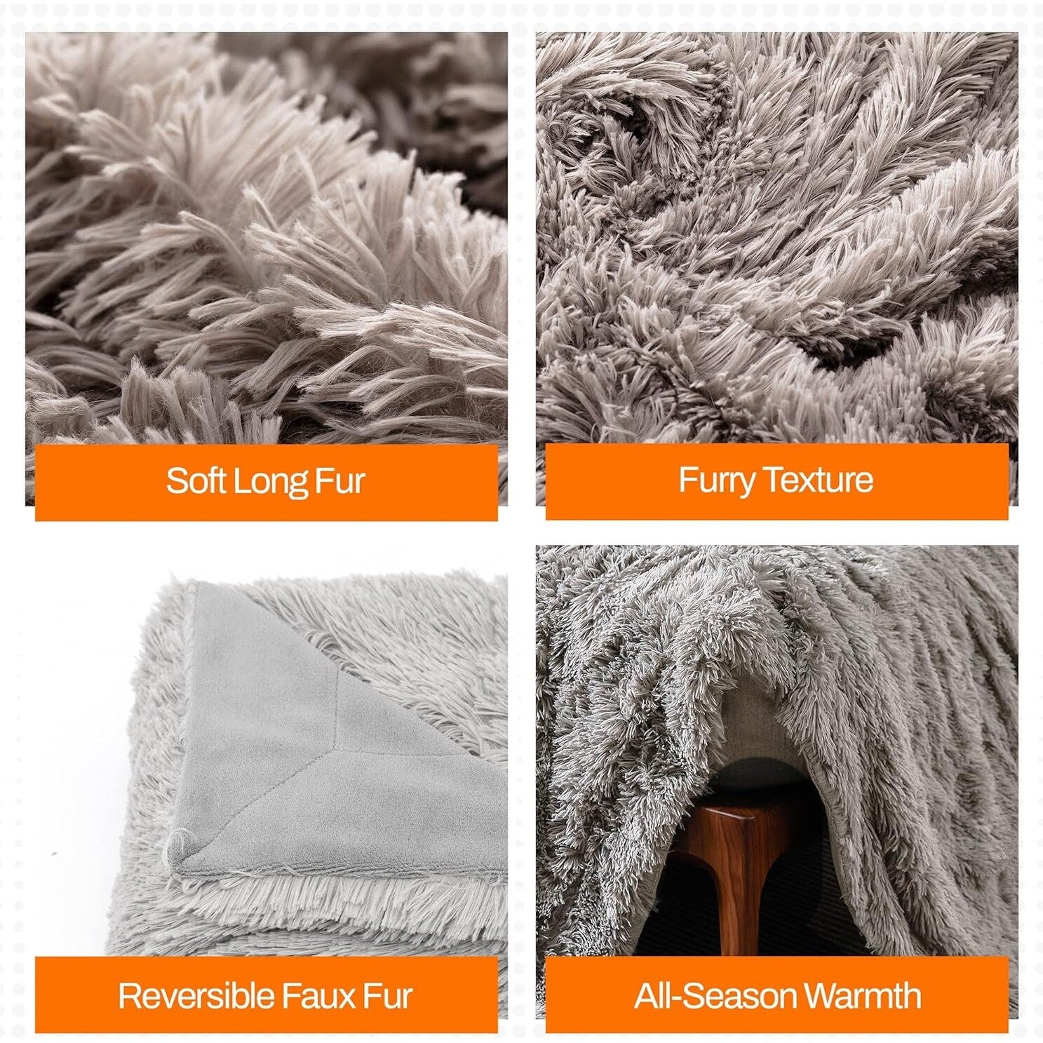 Cheer Collection Reversible Faux Fur Accent Throw Blanket