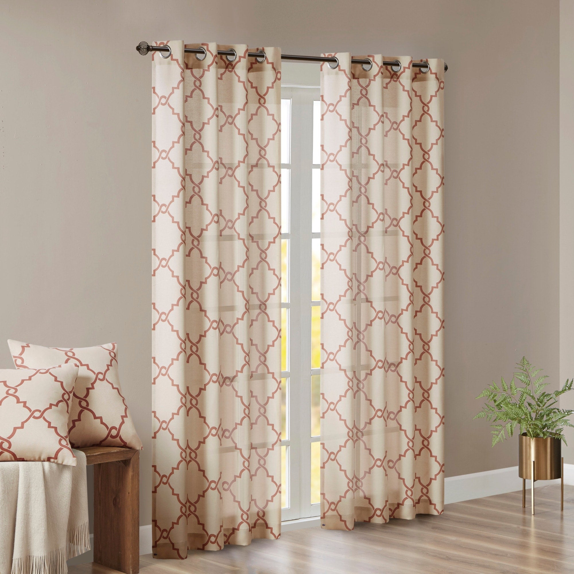 Madison Park Westmont Fretwork Print Grommet Top Window Single Curtain Panel