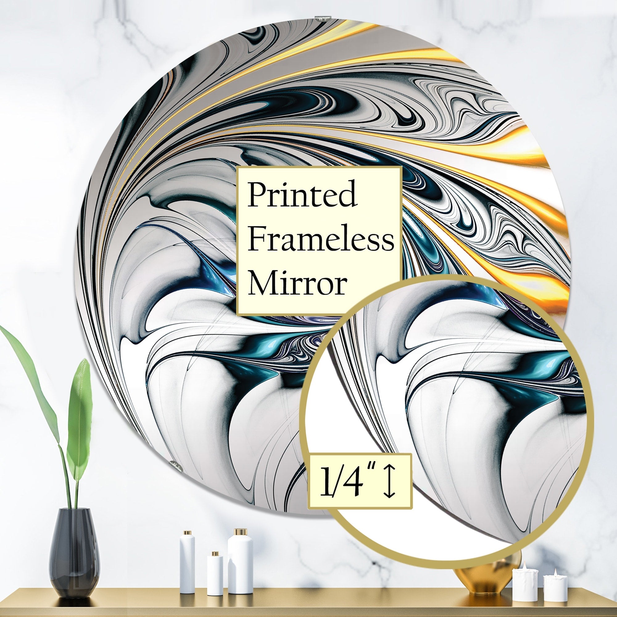 Designart Modern Stained Glass Floral Art Printed Wall Mirror