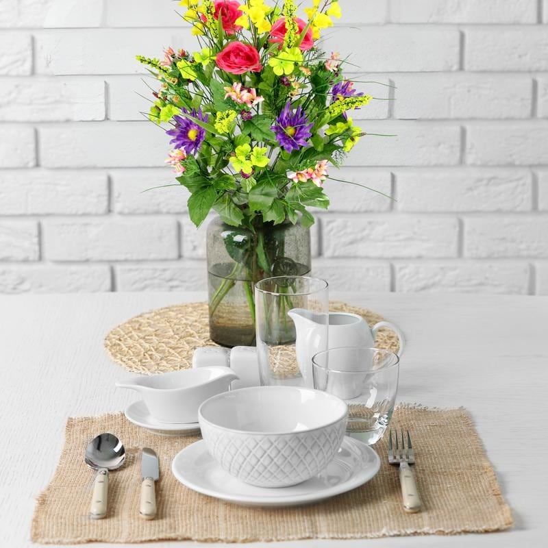 Artificial Silk Dahlia, Morning Glory, and Ranunculus 30-stem Bush