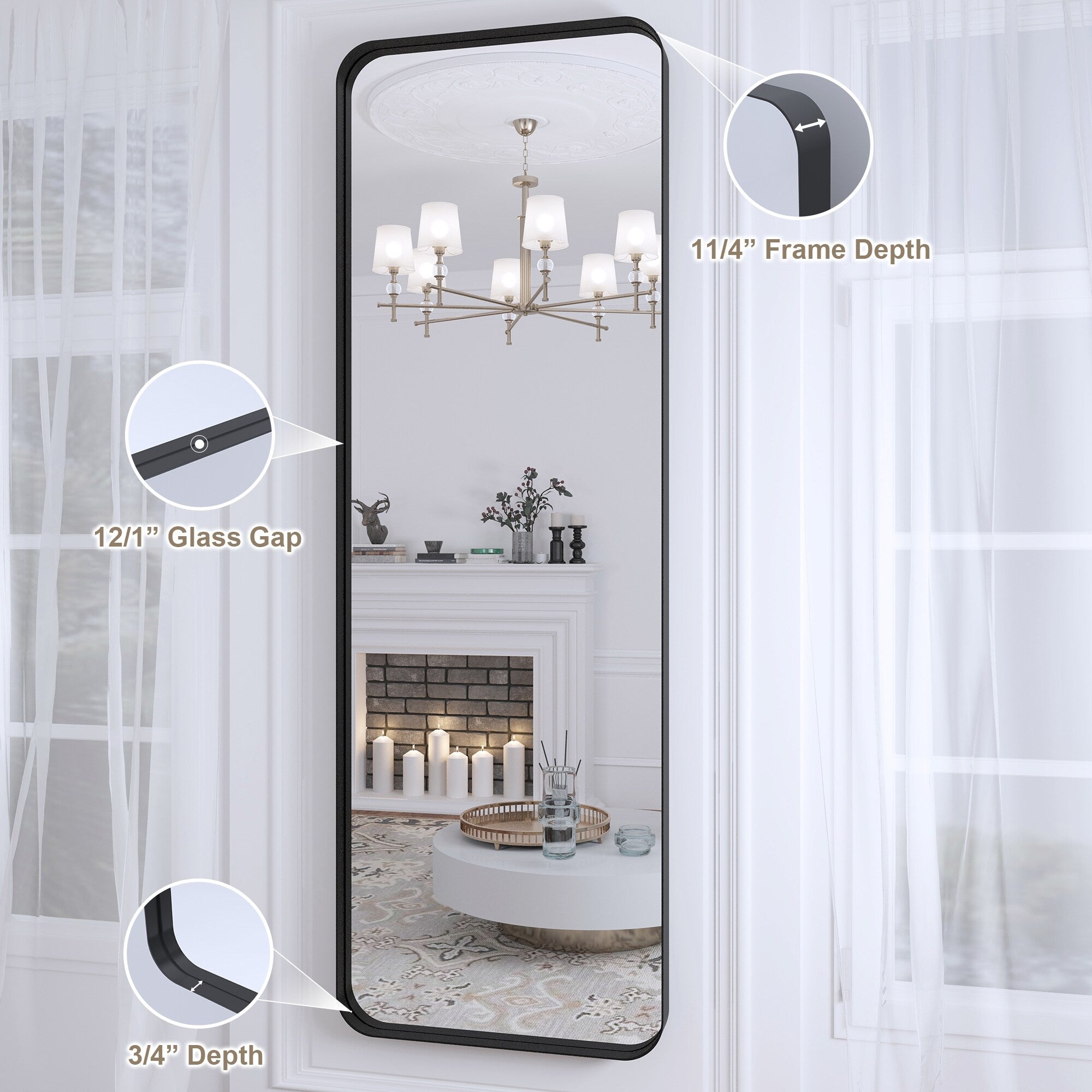 Framed Wall Mounted Bathroom Vanity Mirror