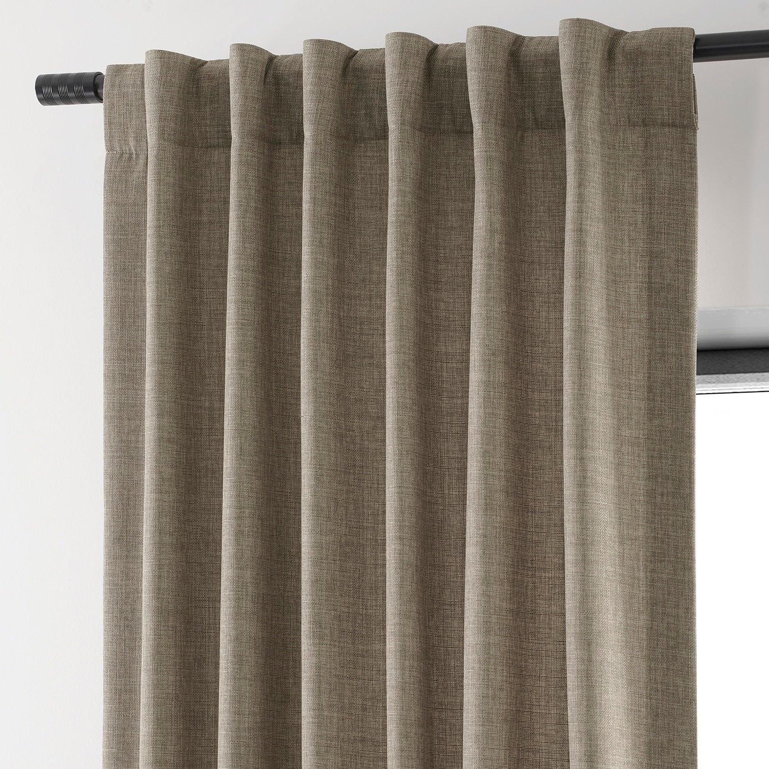 Exclusive Fabrics Italian Faux Linen Room Darkening Curtains for Bedroom & Living Room Curtains - Single Panel Window Curtains