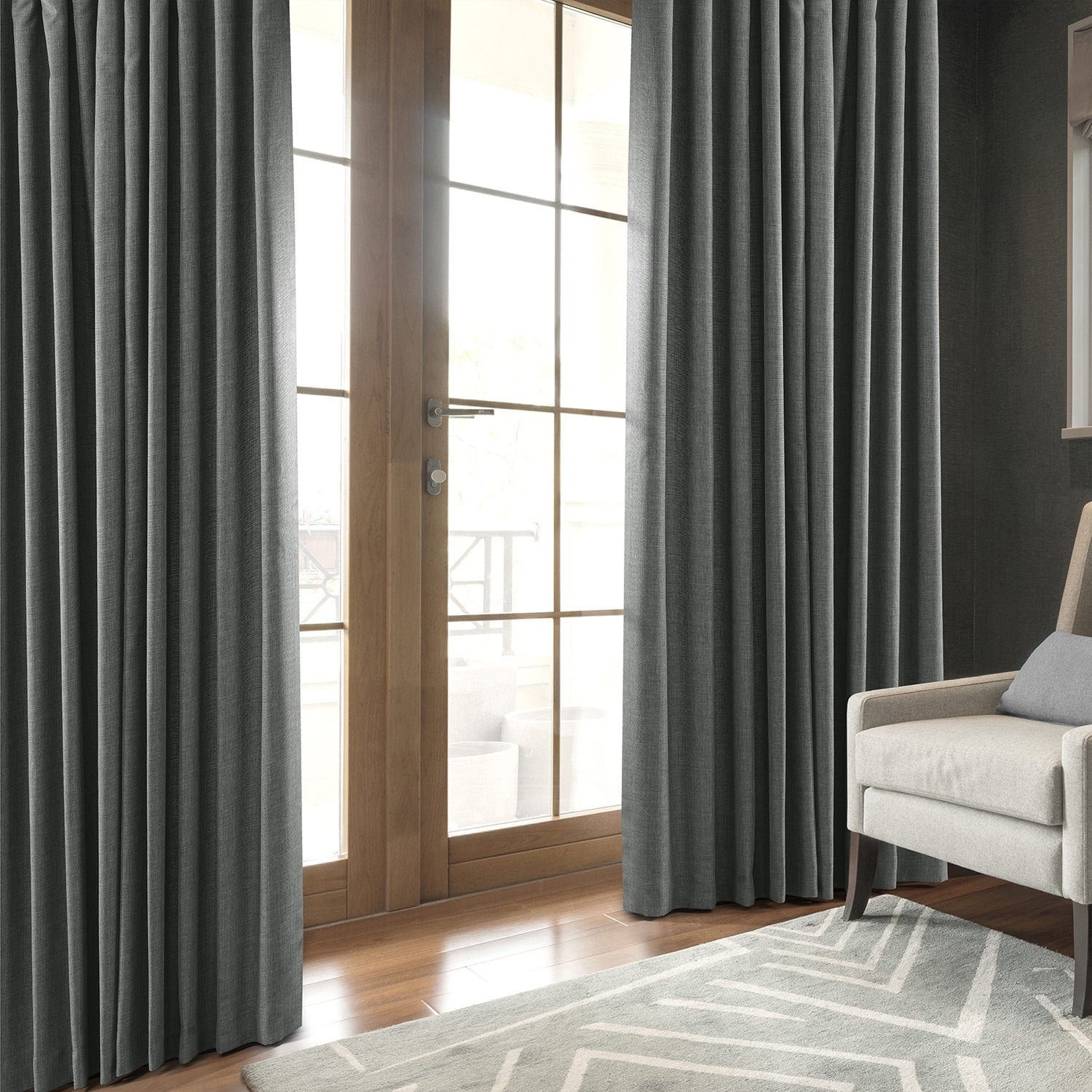 Exclusive Fabrics Italian Faux Linen Room Darkening Curtains for Bedroom & Living Room Curtains - Single Panel Window Curtains