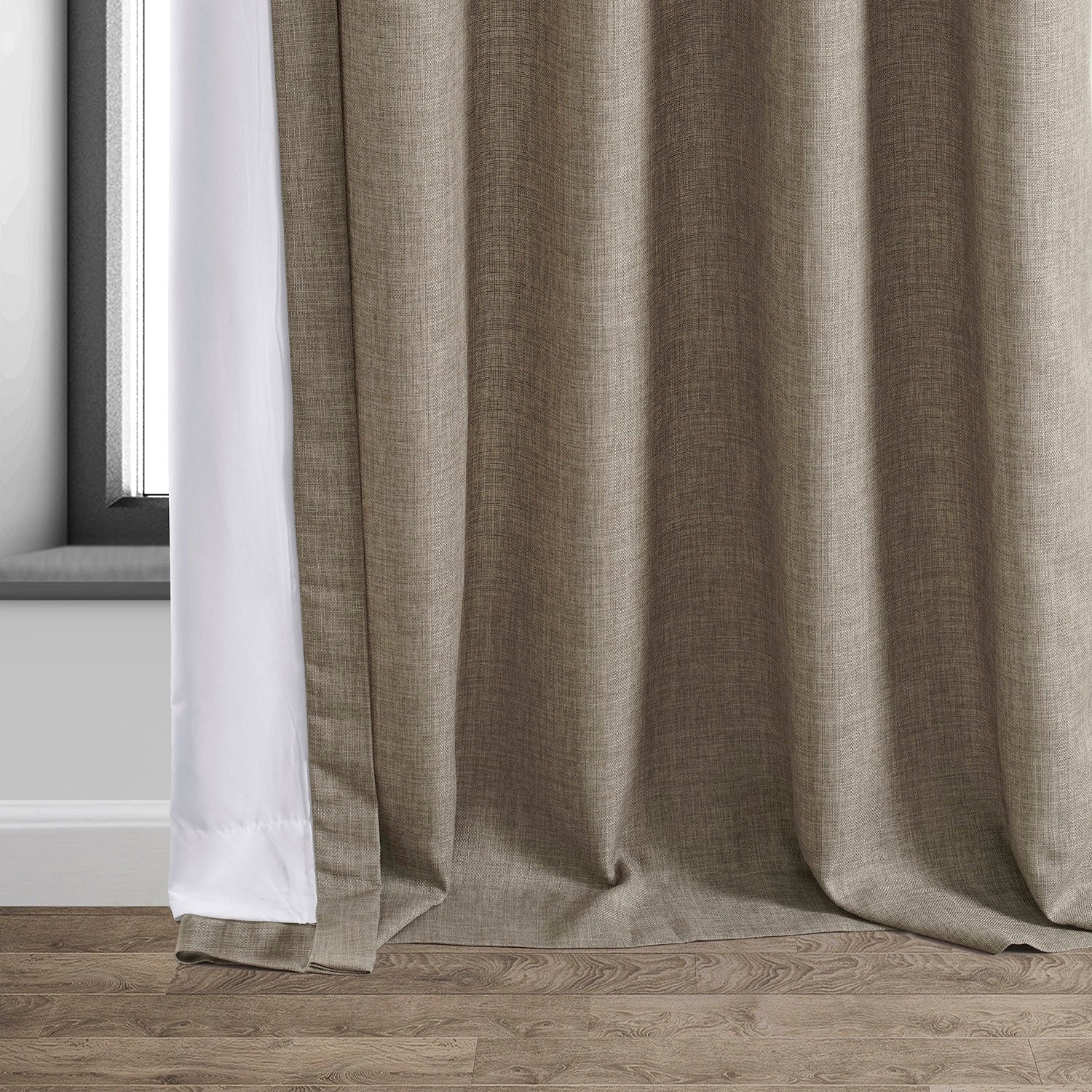 Exclusive Fabrics Italian Faux Linen Room Darkening Curtains for Bedroom & Living Room Curtains - Single Panel Window Curtains