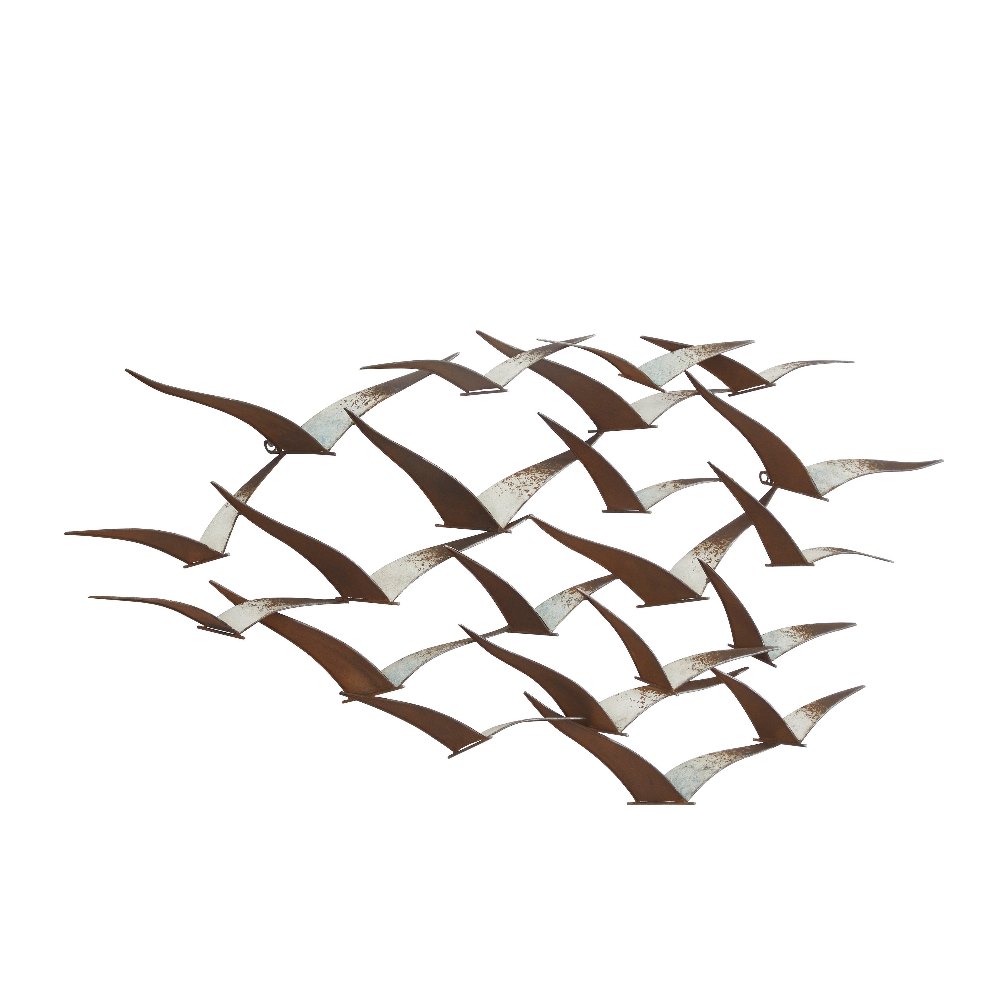 Benzara Metal Flock of Flying Birds Wall Decor, Black