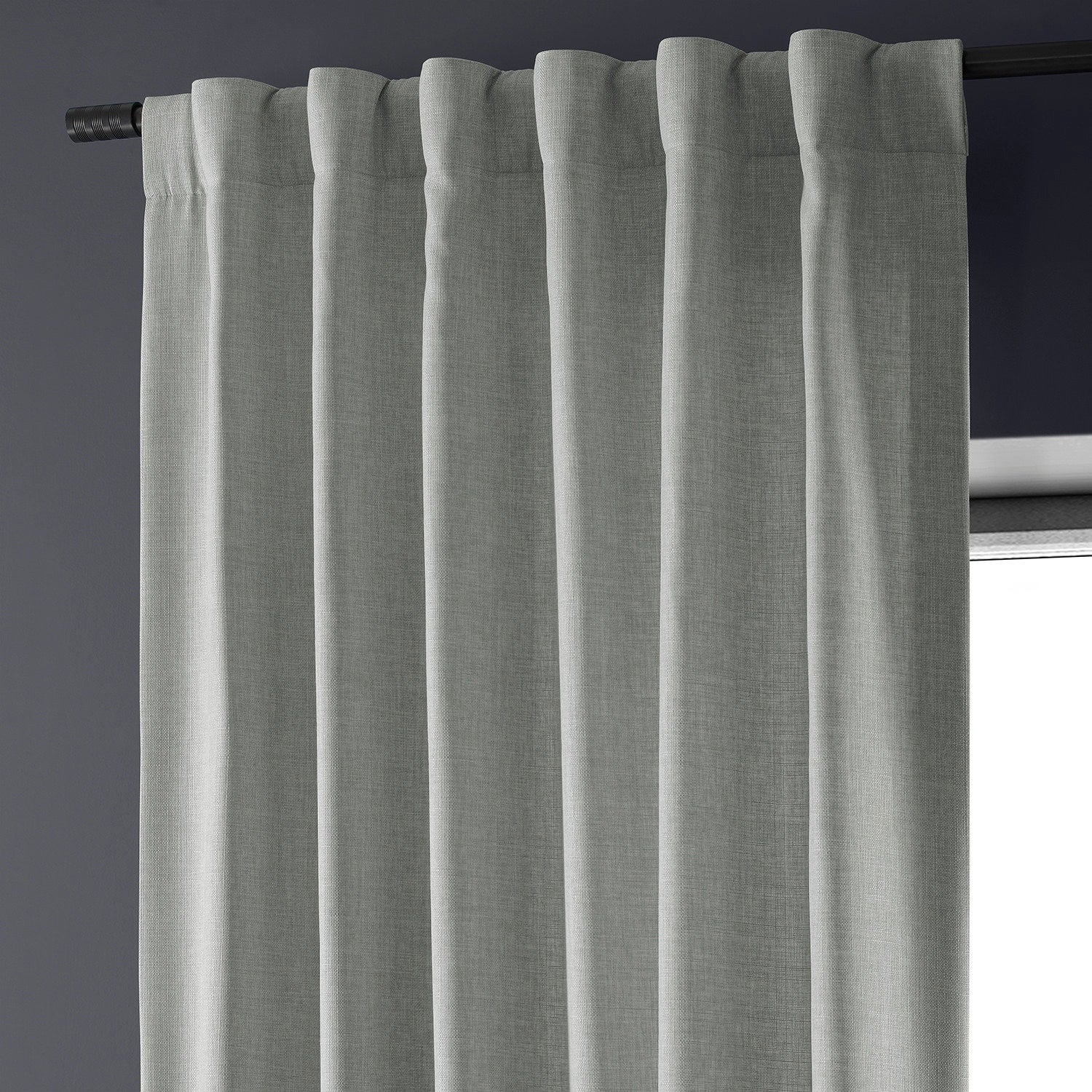 Exclusive Fabrics Italian Faux Linen Room Darkening Curtains for Bedroom & Living Room Curtains - Single Panel Window Curtains