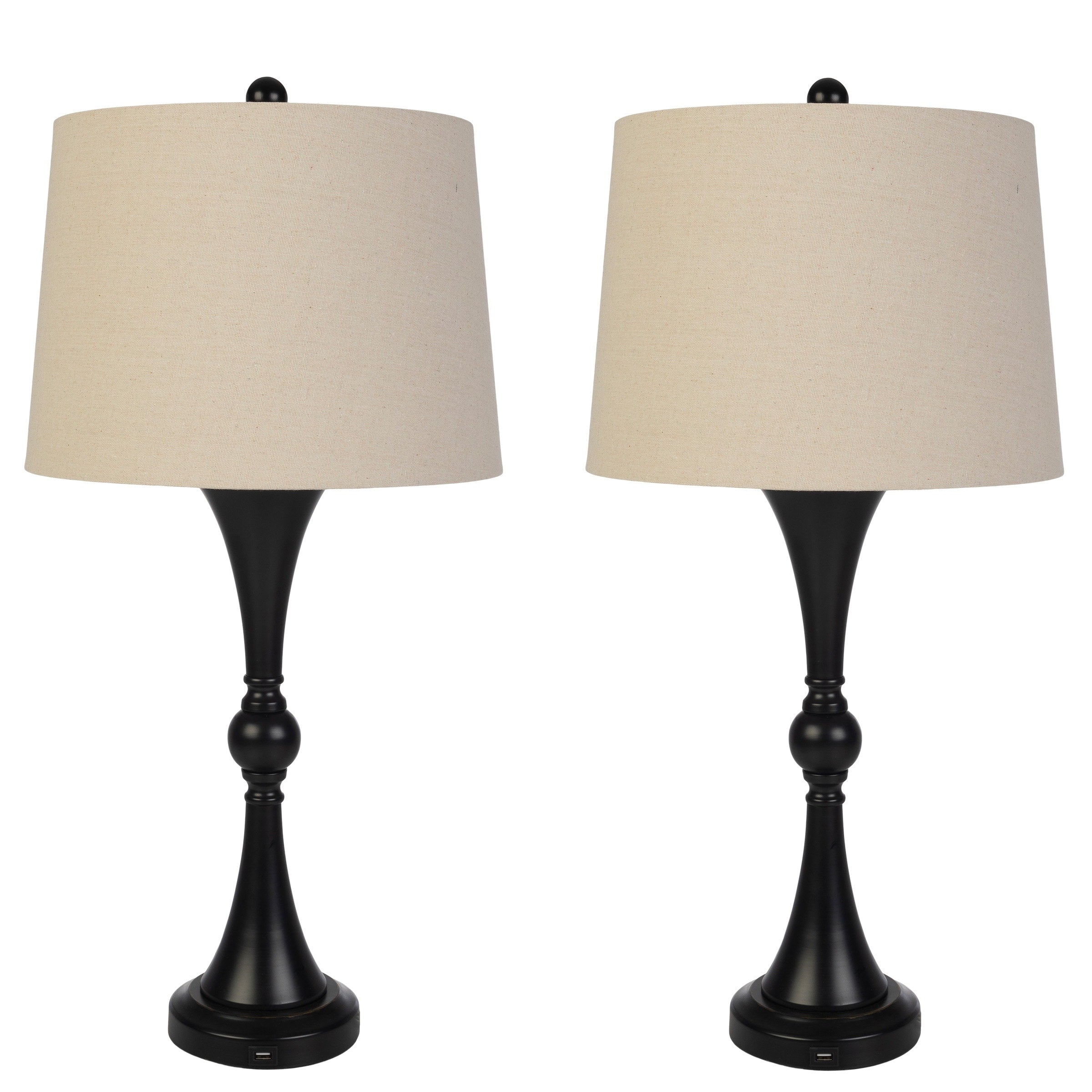 Lavish Home Table Lamps Set with USB Ports