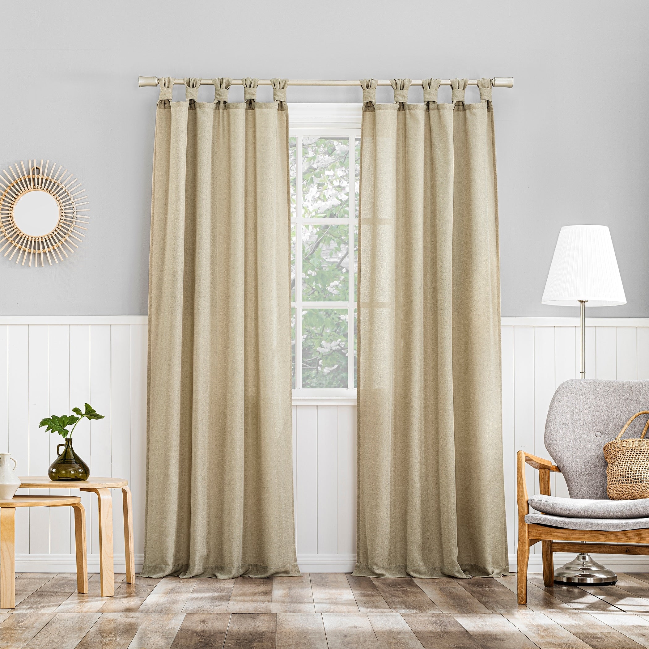 No. 918 Hathaway Twist Tab Semi-Sheer Tab Top Curtain Panel, Single Panel