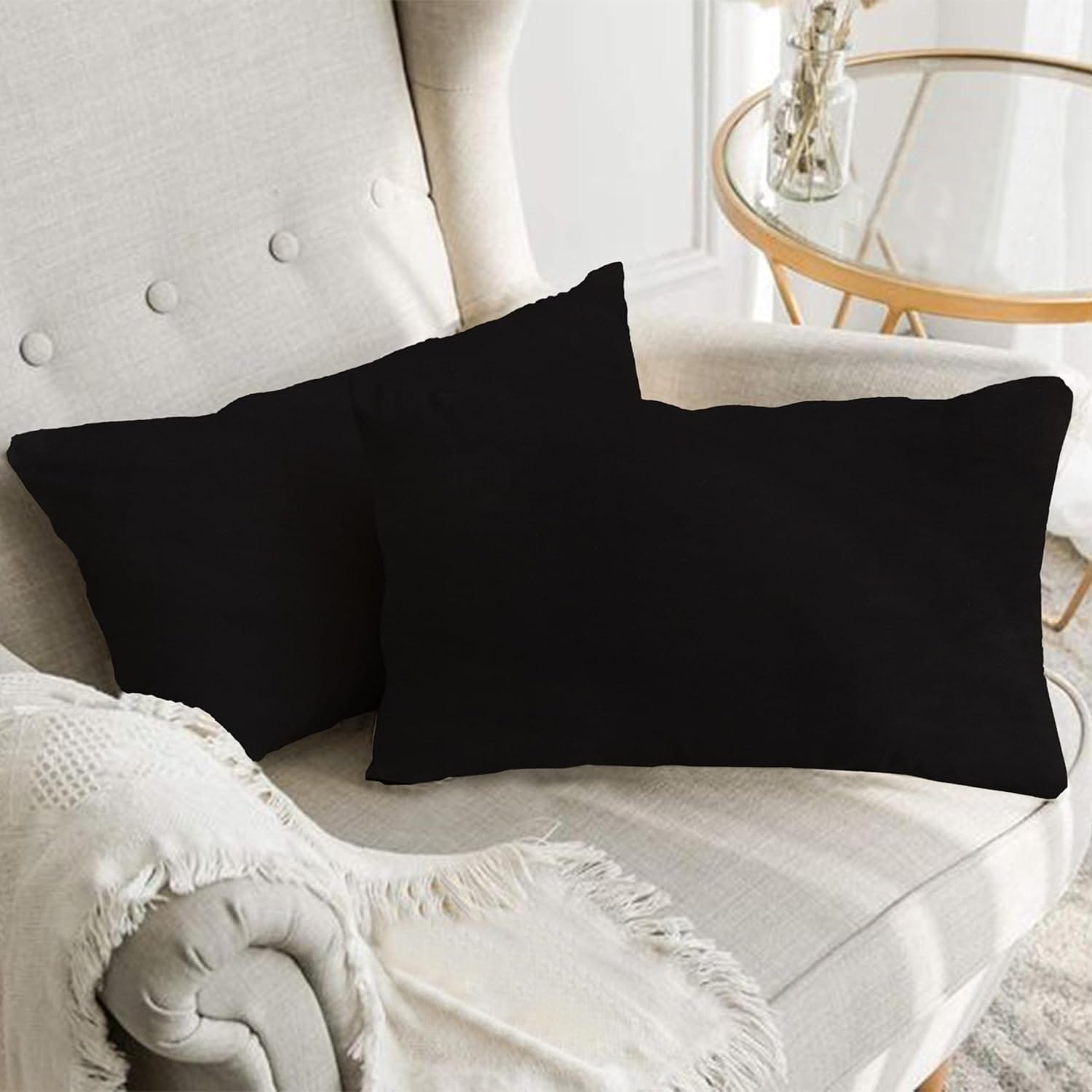 A1HC Set of 2 Luxurious Fine Soft Velvet Throw Pillow Covers Only, For Sofas, Beds, Vibrant Colors and Hidden Zipper