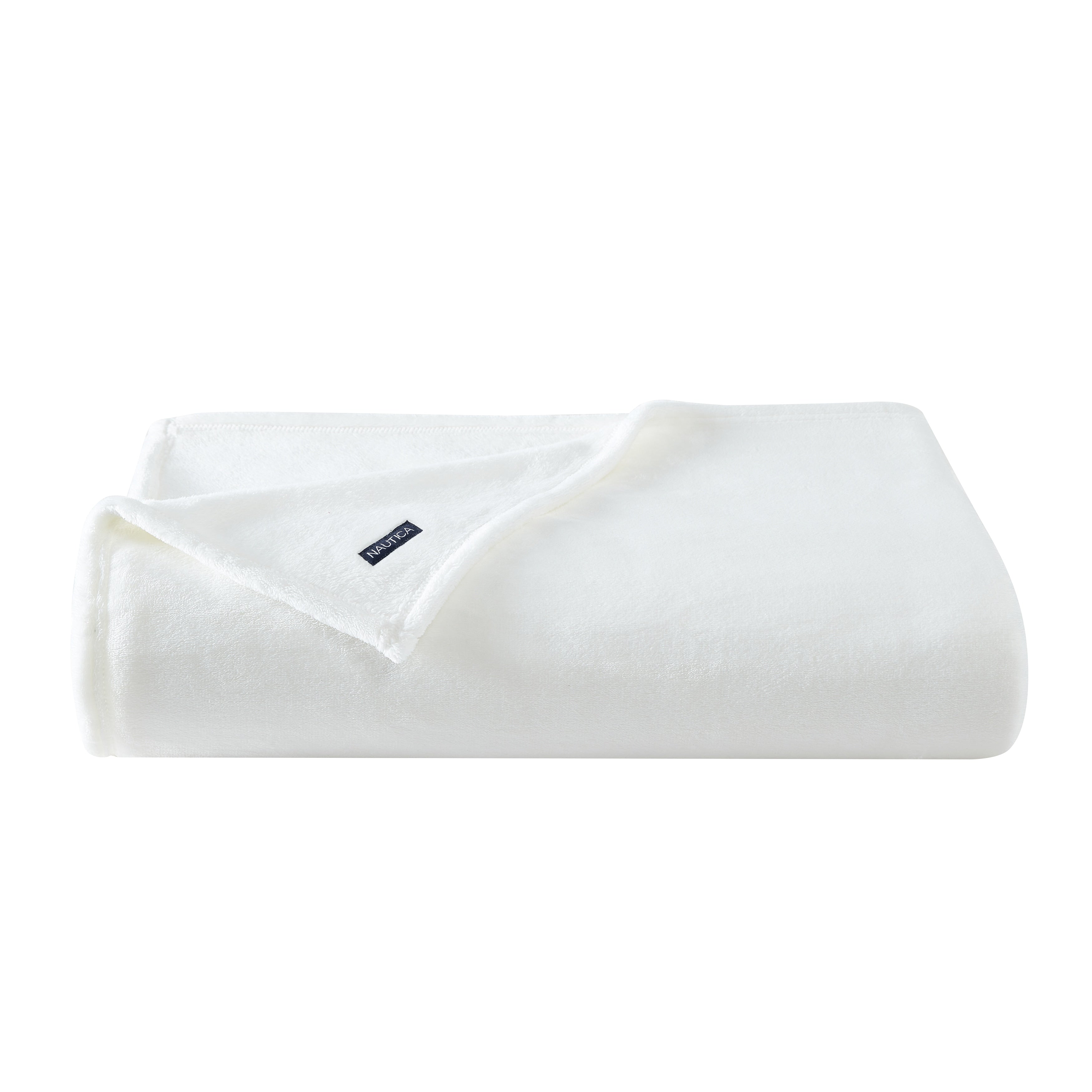 Nautica Solid Ultra Soft Plush Fleece Bed Blanket