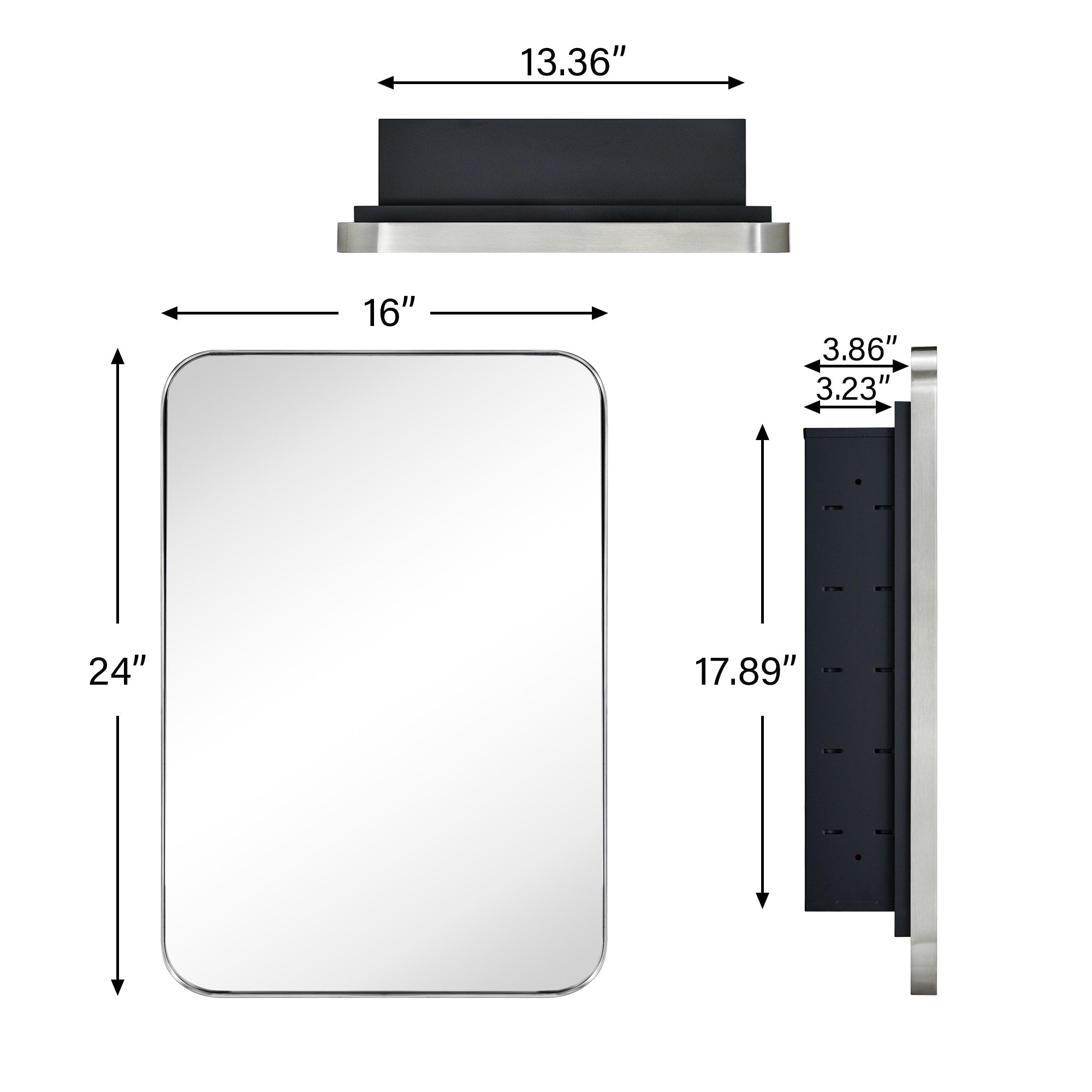 TEHOME WH Recessed Framed Medicine Cabinet with Mirror and Adjustable Shelves