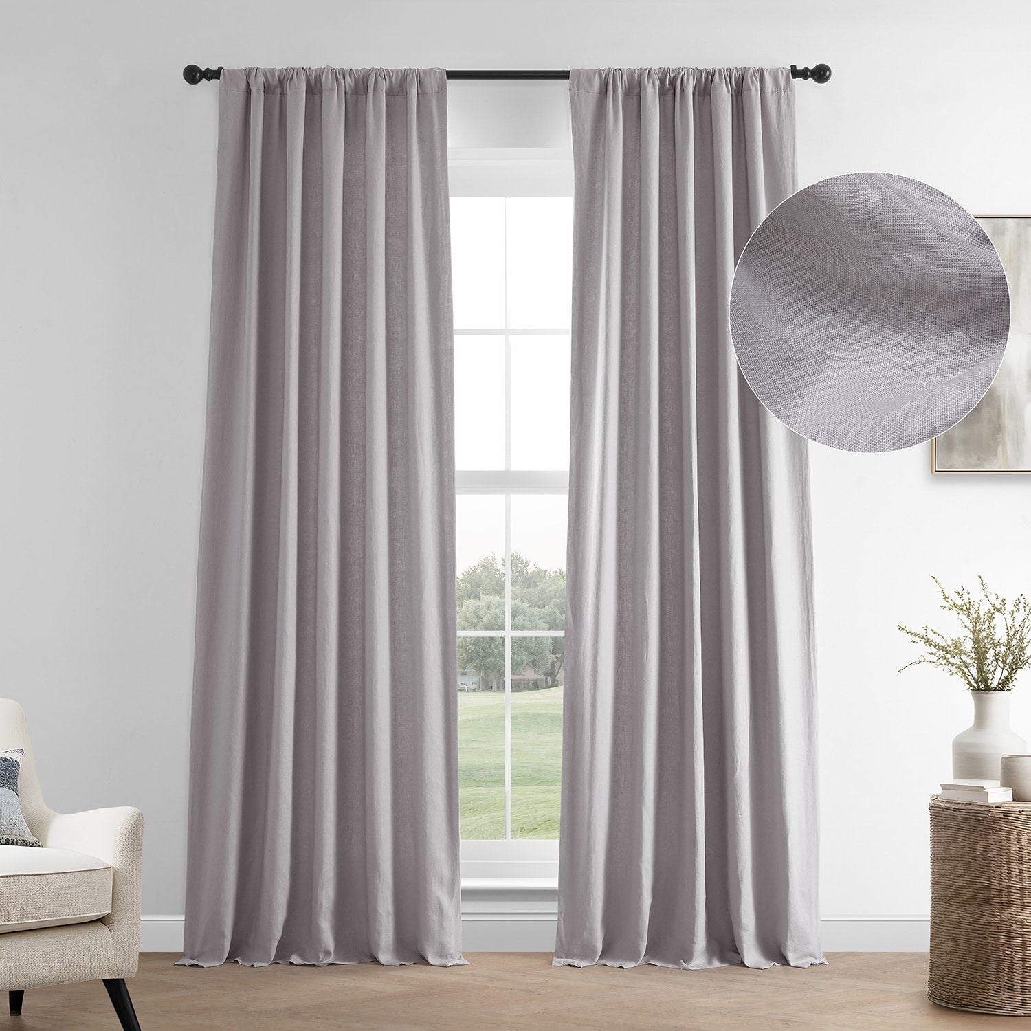 Exclusive Fabrics French Linen Room Darkening Curtains Panel - Elegant luxurious Drapes (1 Panel)