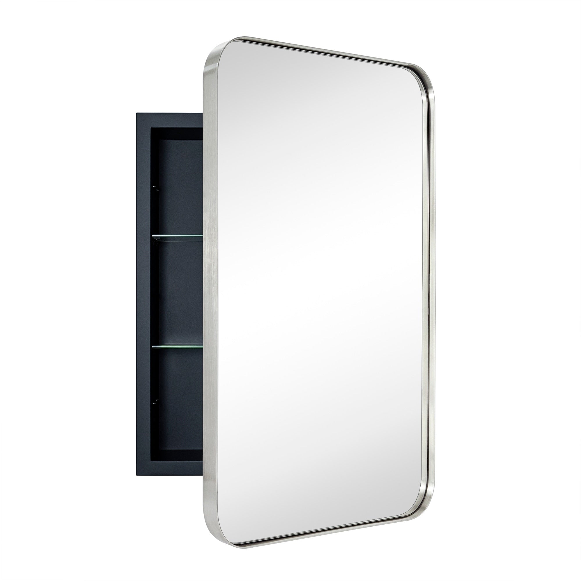 TEHOME WH Recessed Framed Medicine Cabinet with Mirror and Adjustable Shelves